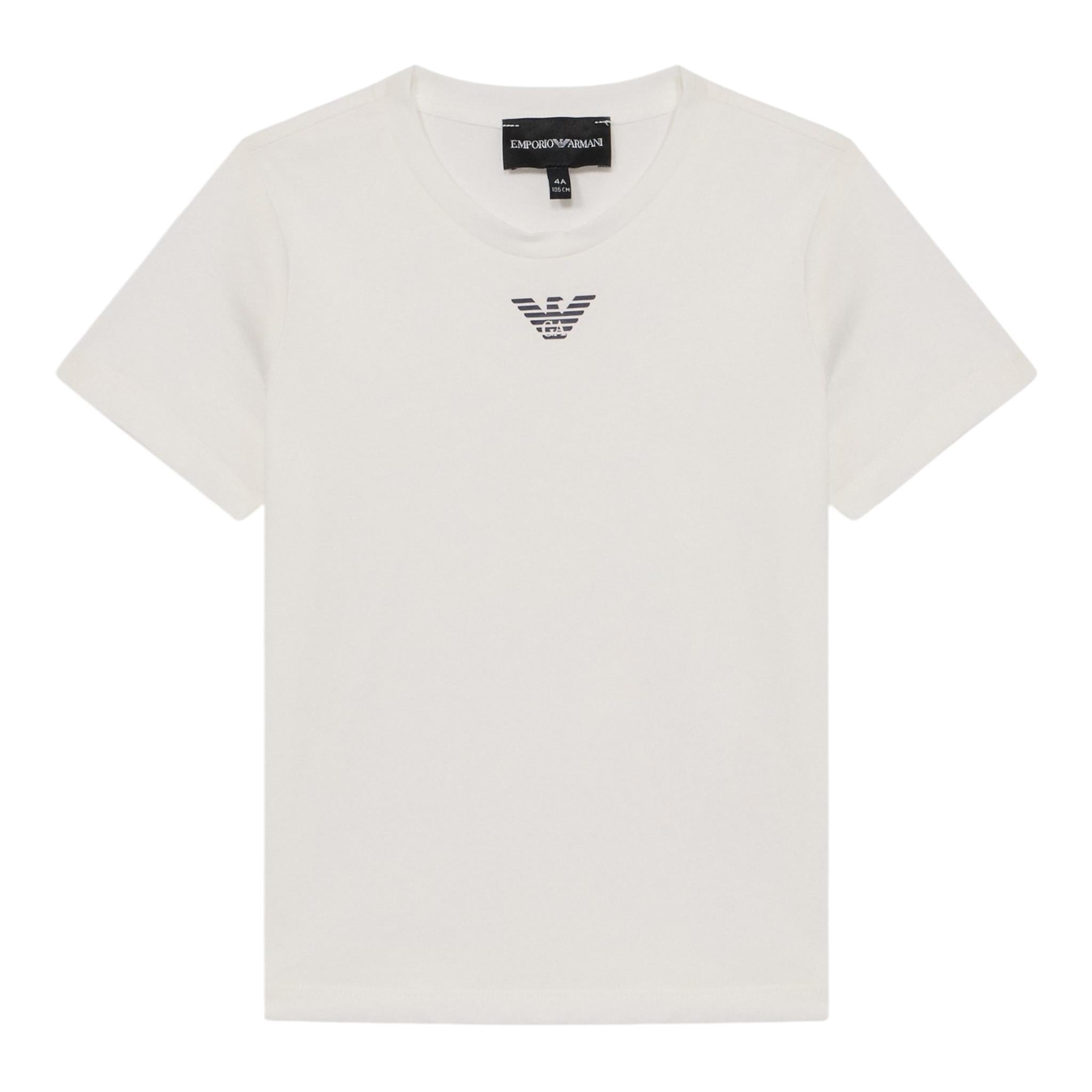 Emporio Armani T-Shirt Girocollo Tinta Unita con Stampa per Neonato EB000419 PANNA EMPORIO ARMANI 