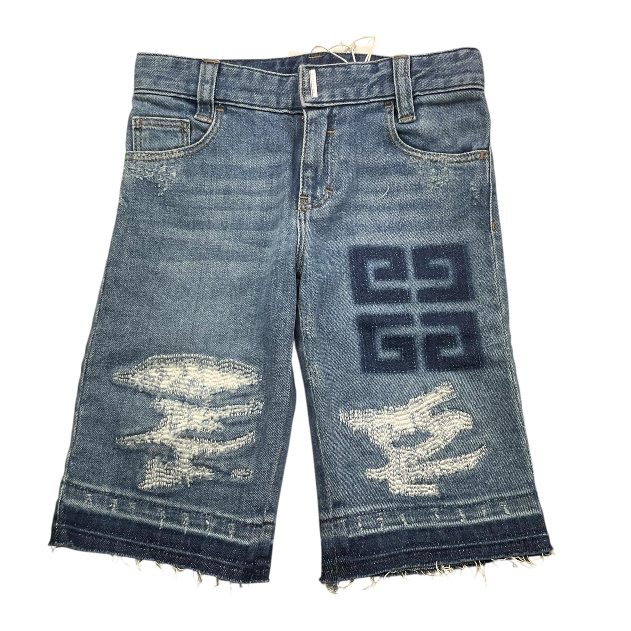 Givenchy Bermuda Tinta Unita In Denim con Logo per Bambino H30131 AZZURRO GIVENCHY 