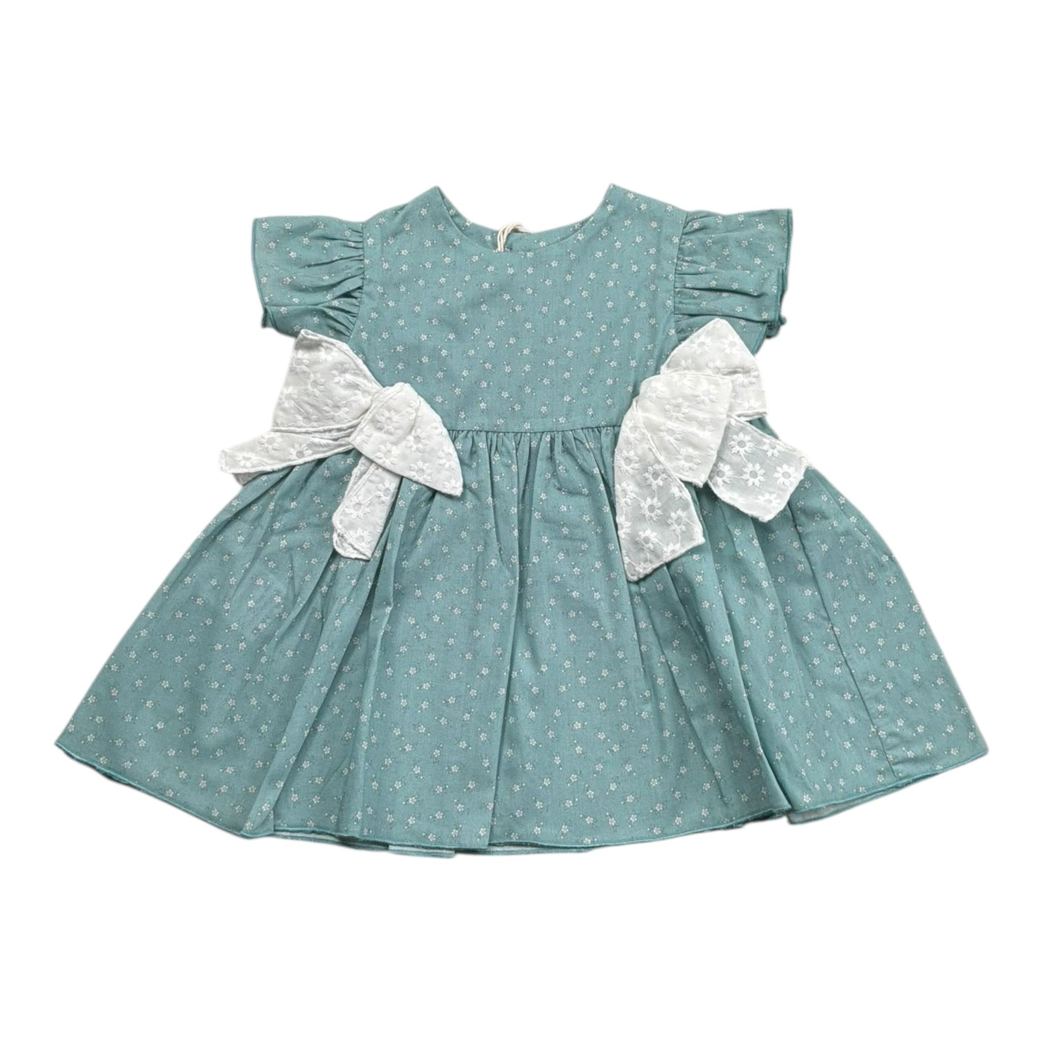 La Stupenderia Abito Tinta Unita con Fiocco E Stampa per Neonata TBTP52 VERDE LA STUPENDERIA 
