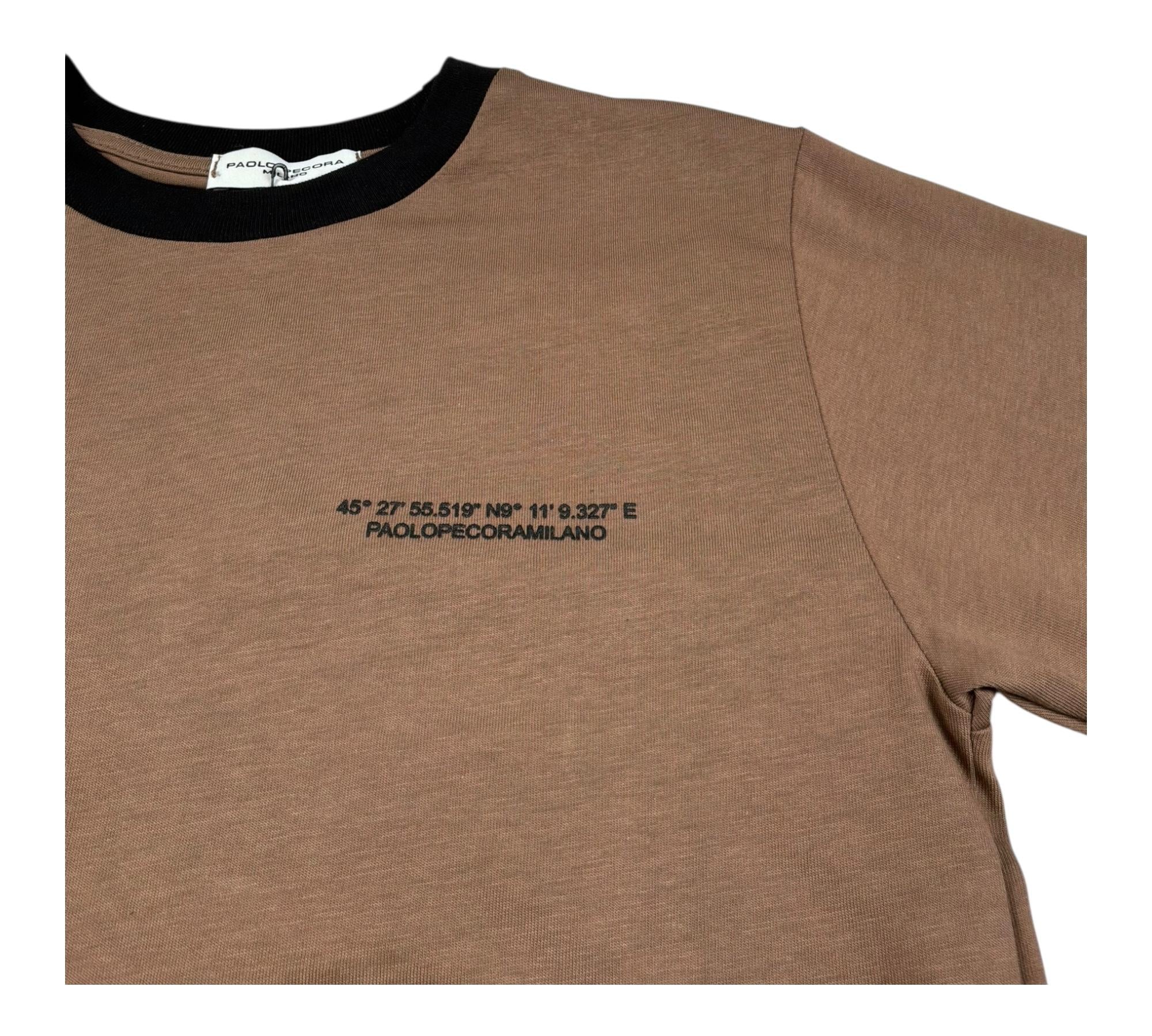 Paolo Pecora T-Shirt Girocollo Tinta Unita con Profili In Contrasto per Bambino PP4347 MARRONE PAOLO PECORA 
