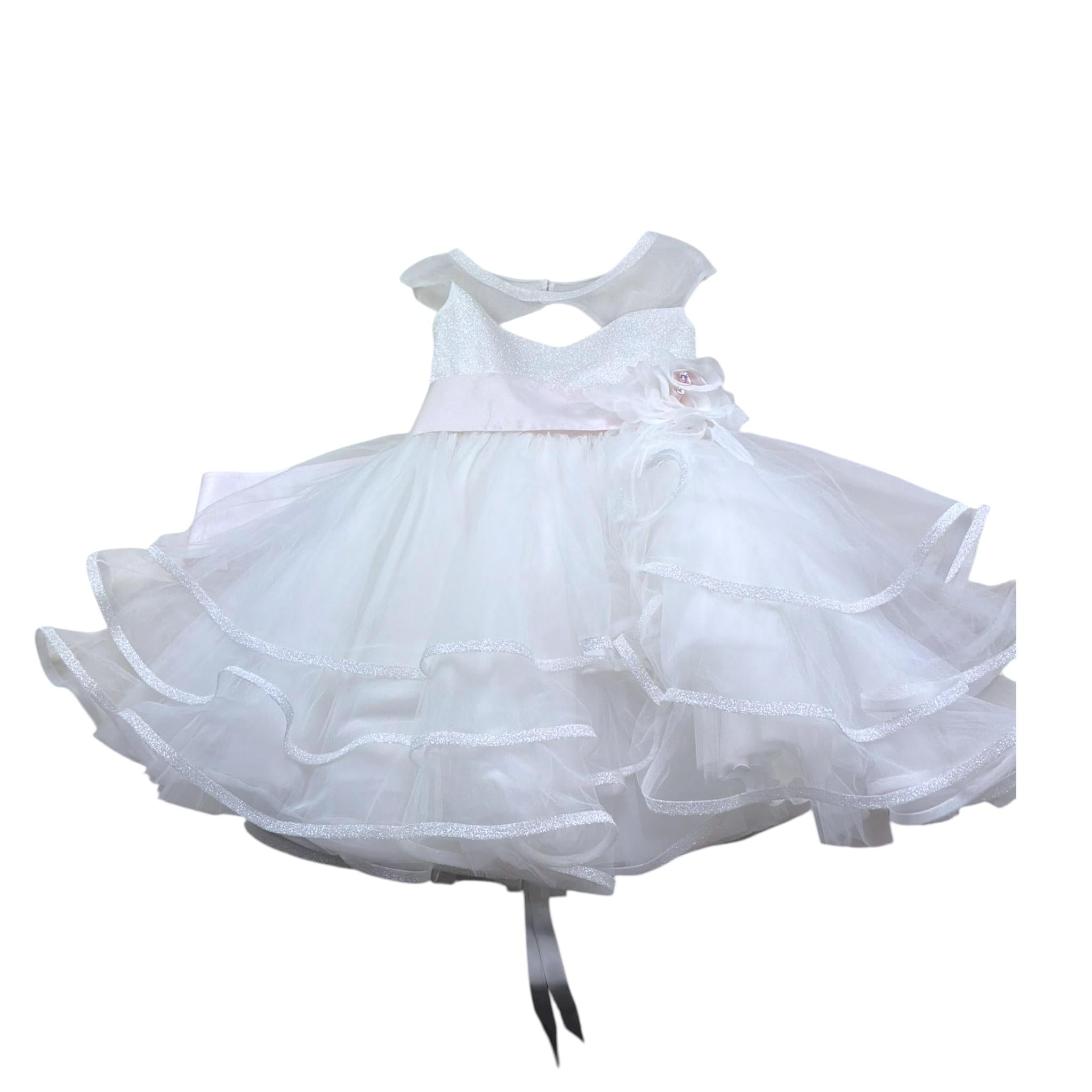 Modi Collezione Abito Cerimonia Rinta Unita con Brillantini per Bambina J30807V BIANCO MODI COLLEZIONE 