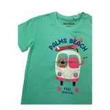 Losan T-Shirt Girocollo Tinta Unita con Stampe In Contrasto Verde Acqua per Neonato