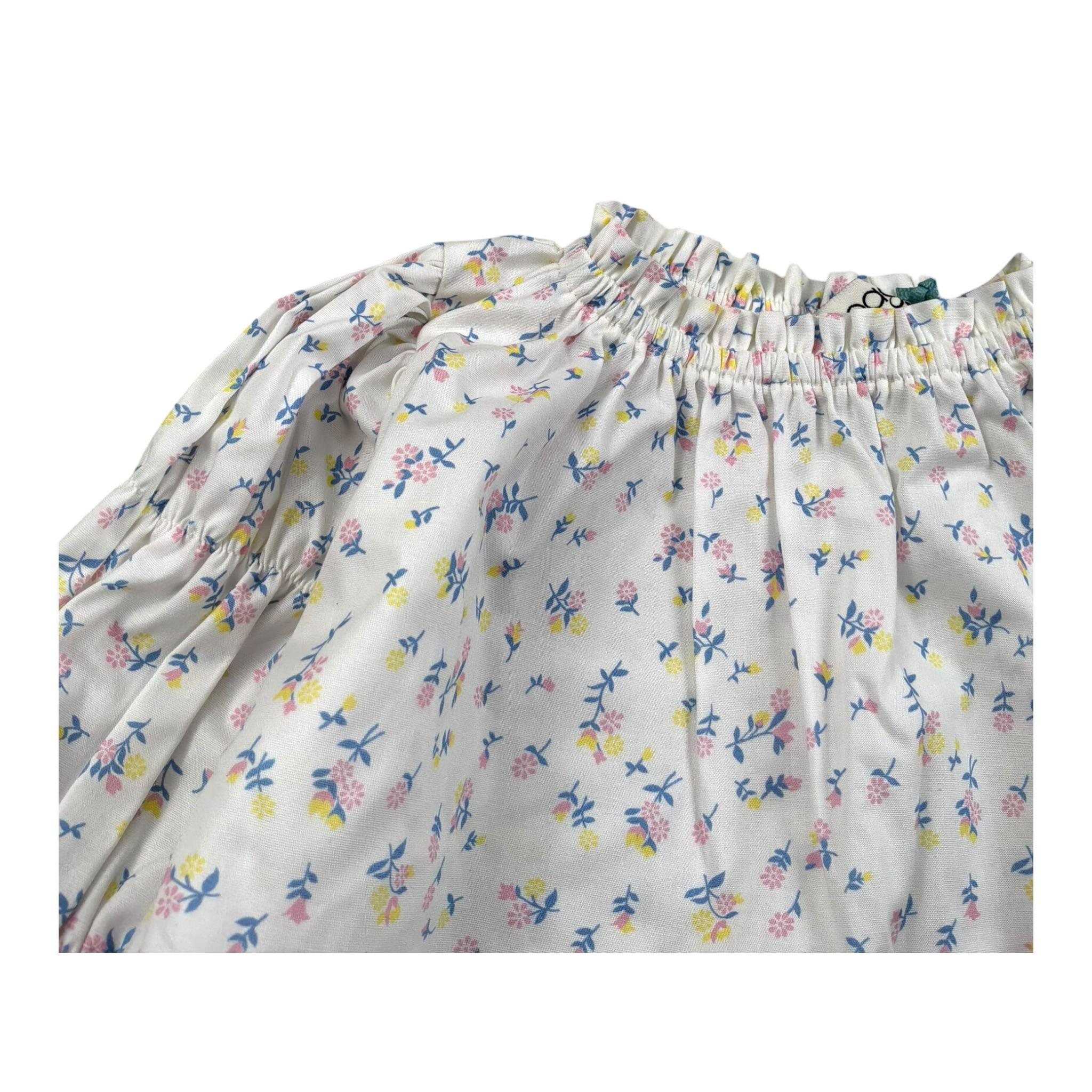 A' La Page Camicia Tinta Unita con Fantasia Fiori per Neonata AL27X BIANCO A' LA PAGE 