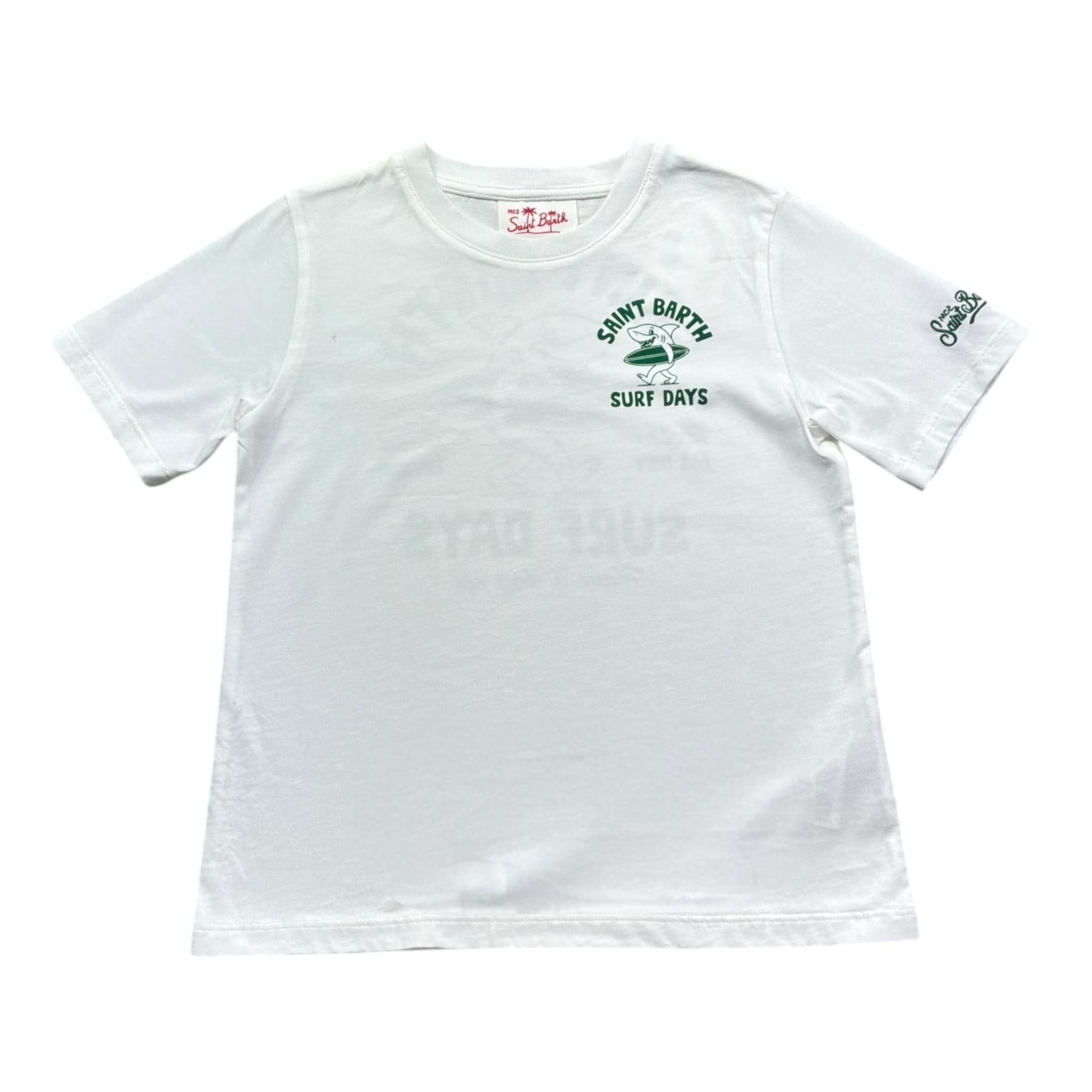 Saint Barth T-Shirt Girocollo Tinta Unita con Stampa per Bambino 00839L BIANCO SAINT BARTH 