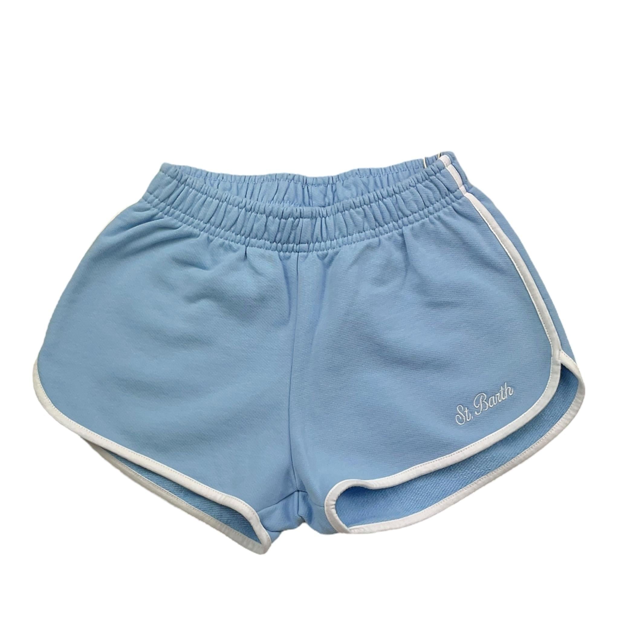 Saint Barth Short Tinta Unita con Profili In Contrasto per Bambina SB3101EMB AZZURRO SAINT BARTH 