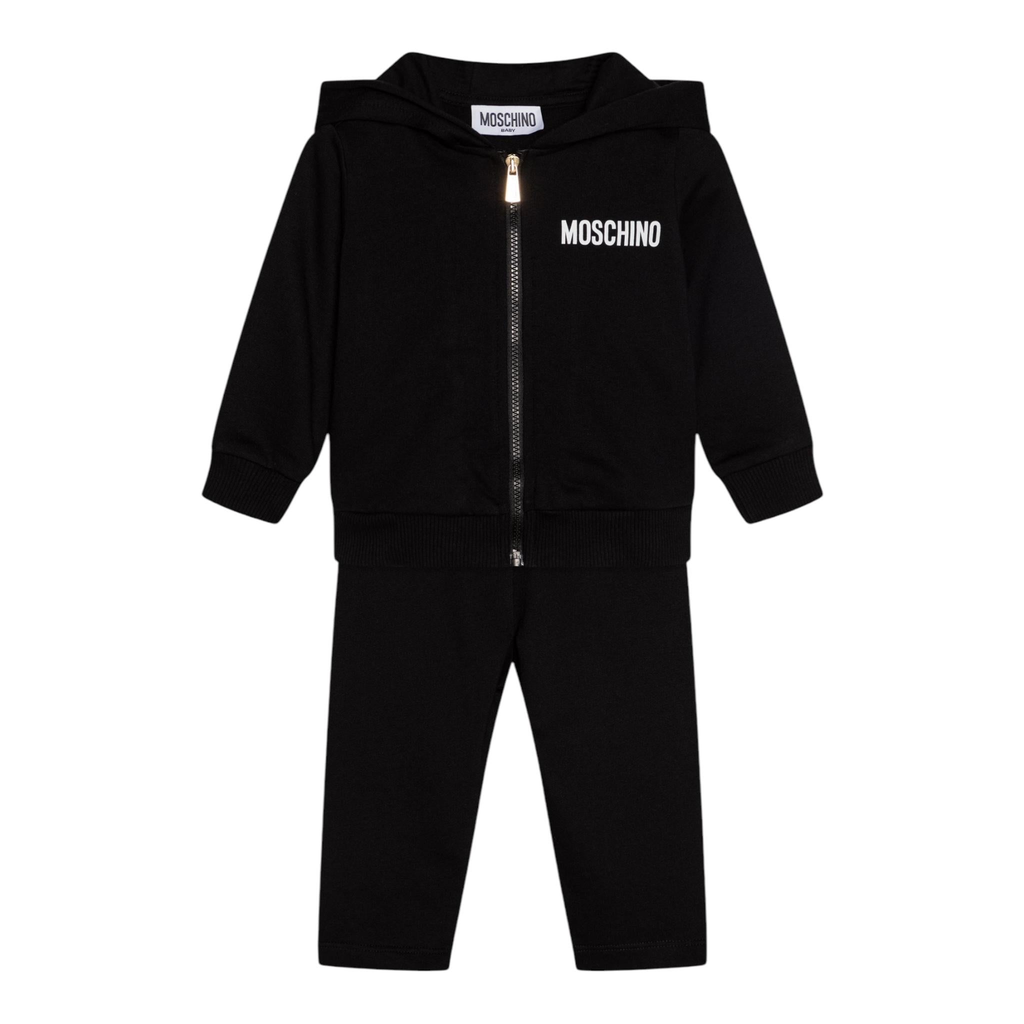 MOSCHINO completo 2 pezzi felpa-pantalone tinta unita Nero per Bambino MUK04YX NERO MOSCHINO 