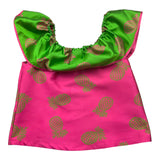 Mariuccia Einfarbiges Hemd mit Armausschnitt und Fuchsia-Rüschen für Mädchen