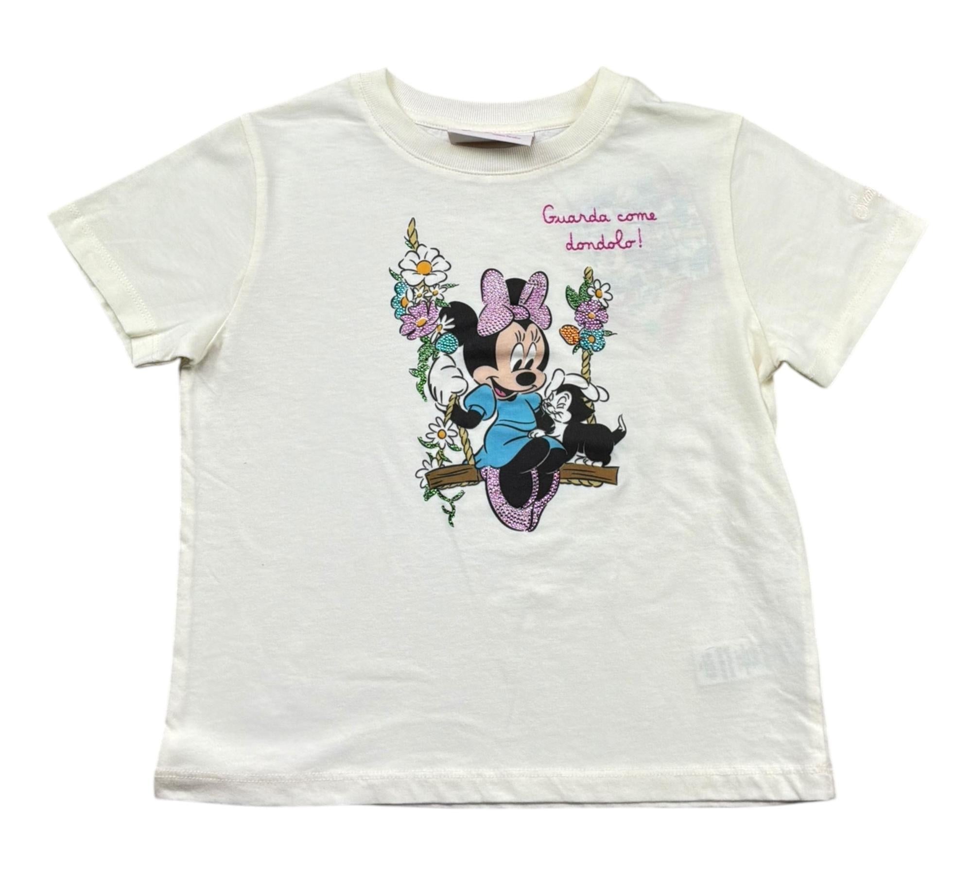 Saint Barth T-Shirt Girocollo Tinta Unita con Stampa per Bambina MINNIE PANNA SAINT BARTH 