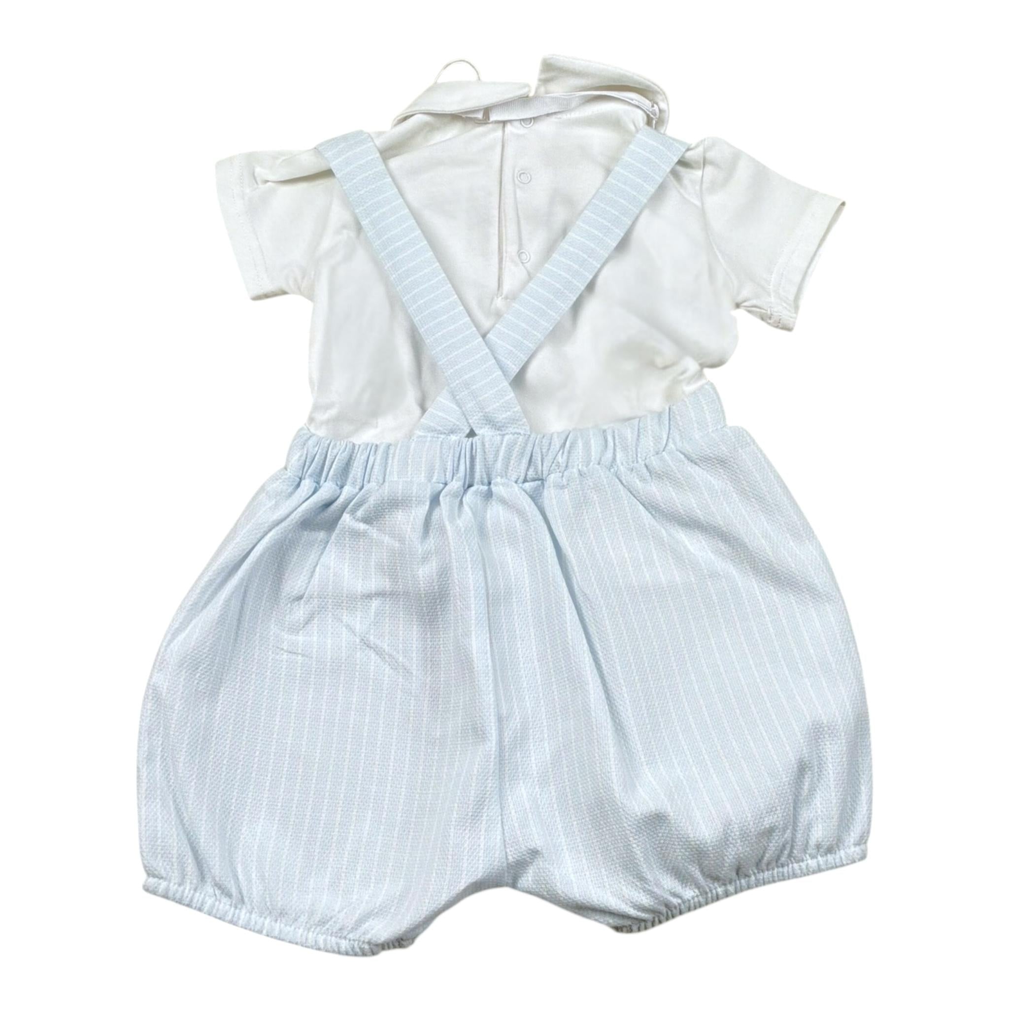 Lalalu' Completo 3 Pezzi Salopette-T-Shirt-Papillions per Neonato SLT1I BIANCO/AZZURRO LALALU' 