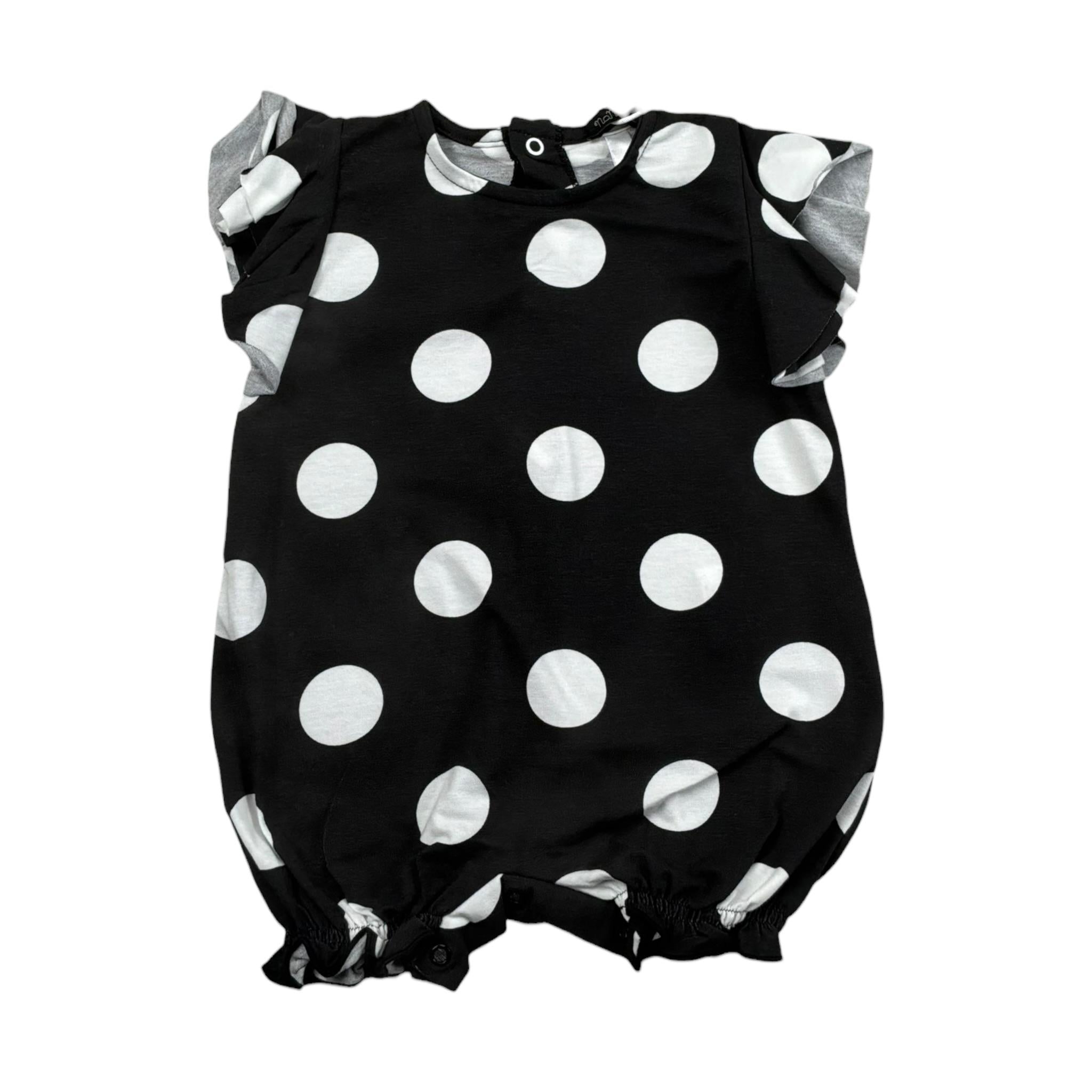 Nanan Pagliaccetto Tinta Unita con Fantasia Pois per Neonata E2242306N NERO NANAN 