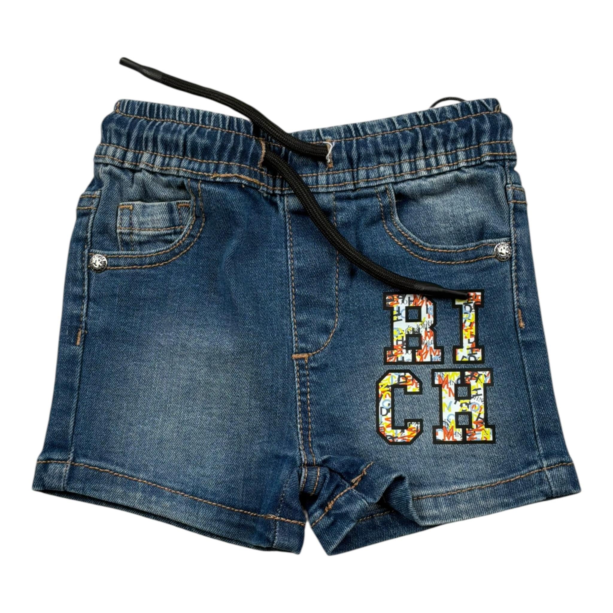 John Richmond Bermuda Tinta Unita In Denim con Elastico In Vita per Neonato RIP25048BEX BLU JOHN RICHMOND 