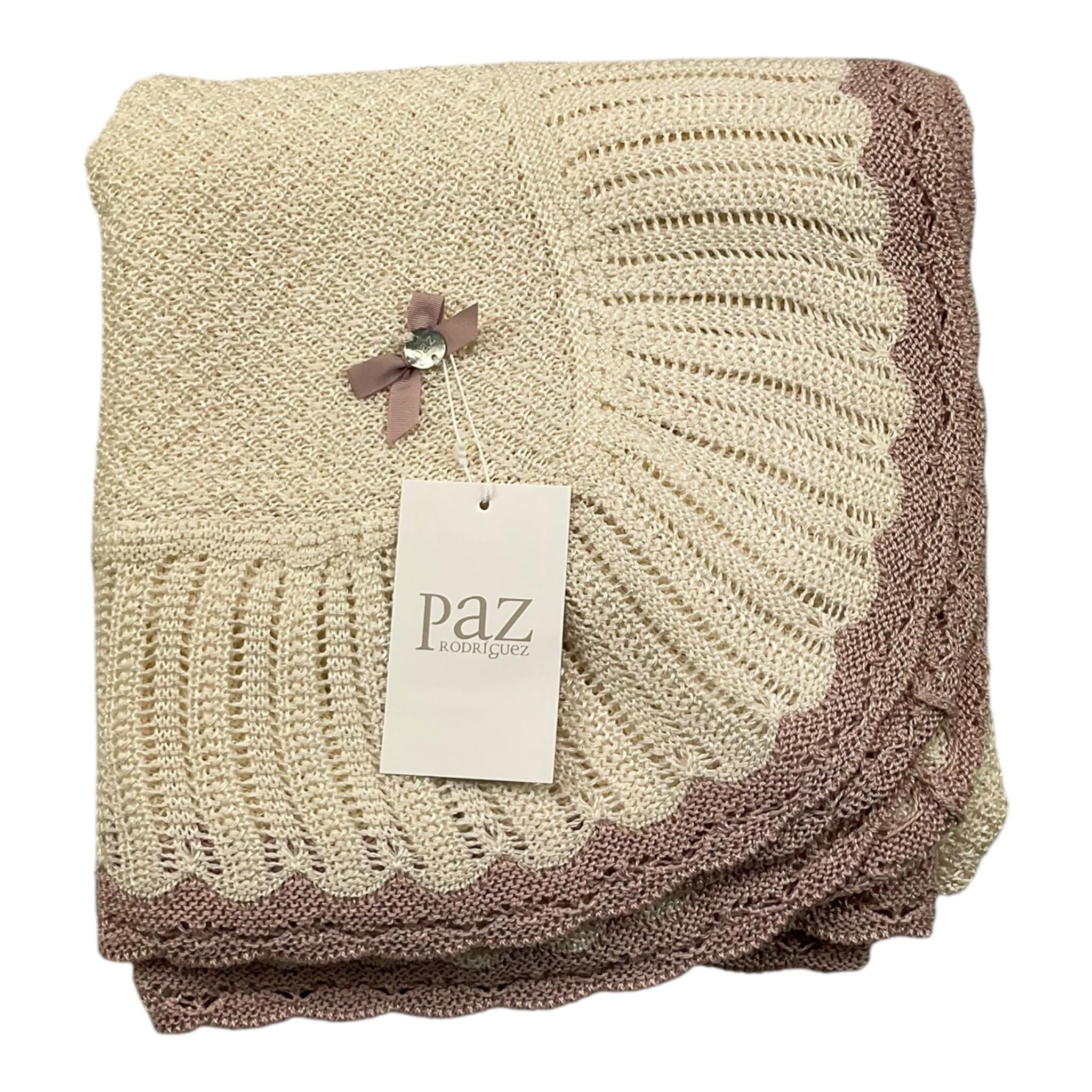 PAZ RODRIGUEZ coperta tinta unita con ricami Avorio per Neonata 029120518 AVORIO PAZ RODRIGUEZ 