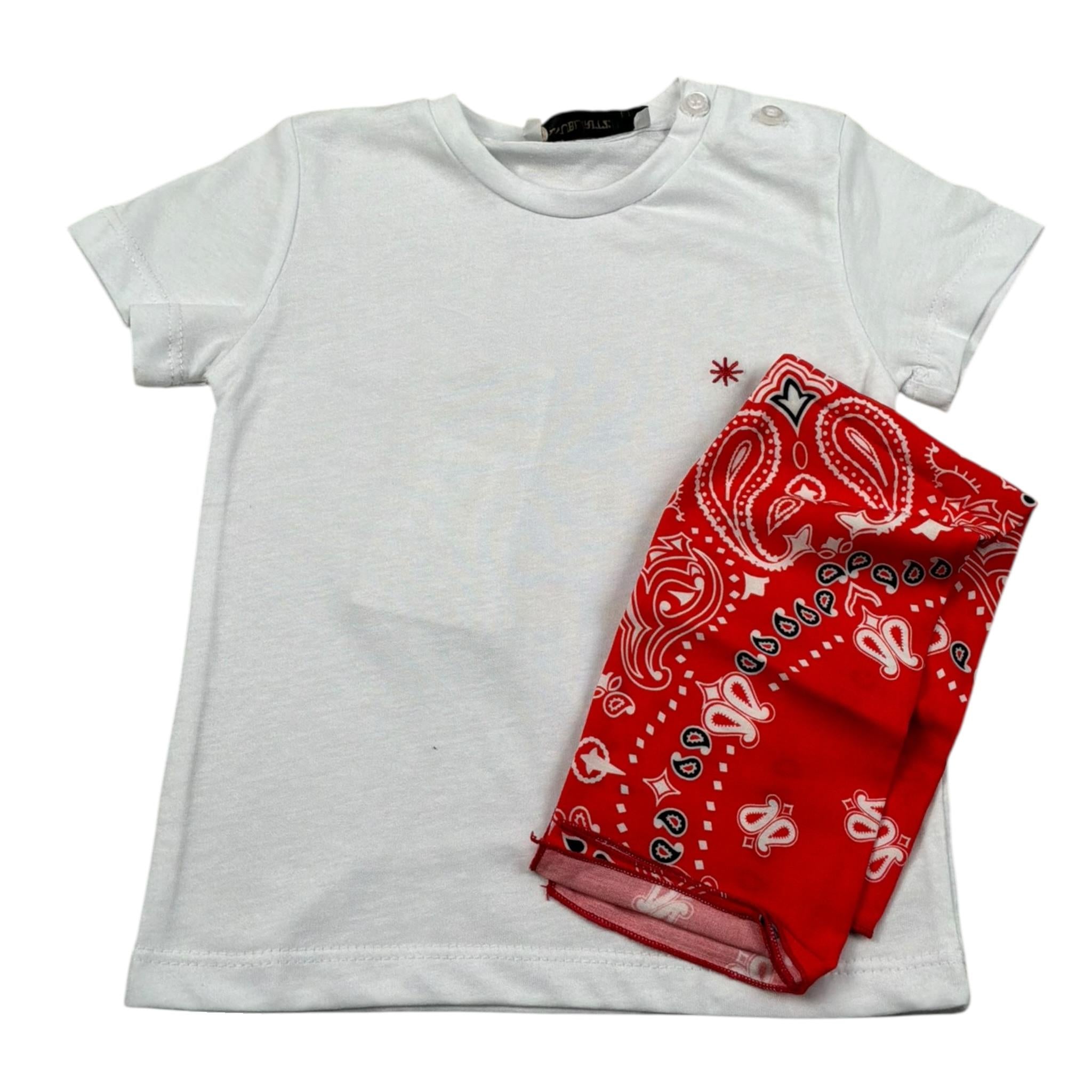 Manuel Ritz T-Shirt Girocollo tinta unita con Stampa E Bandana Bianco per Bambino MR3124JX BIANCO MANUEL RITZ 