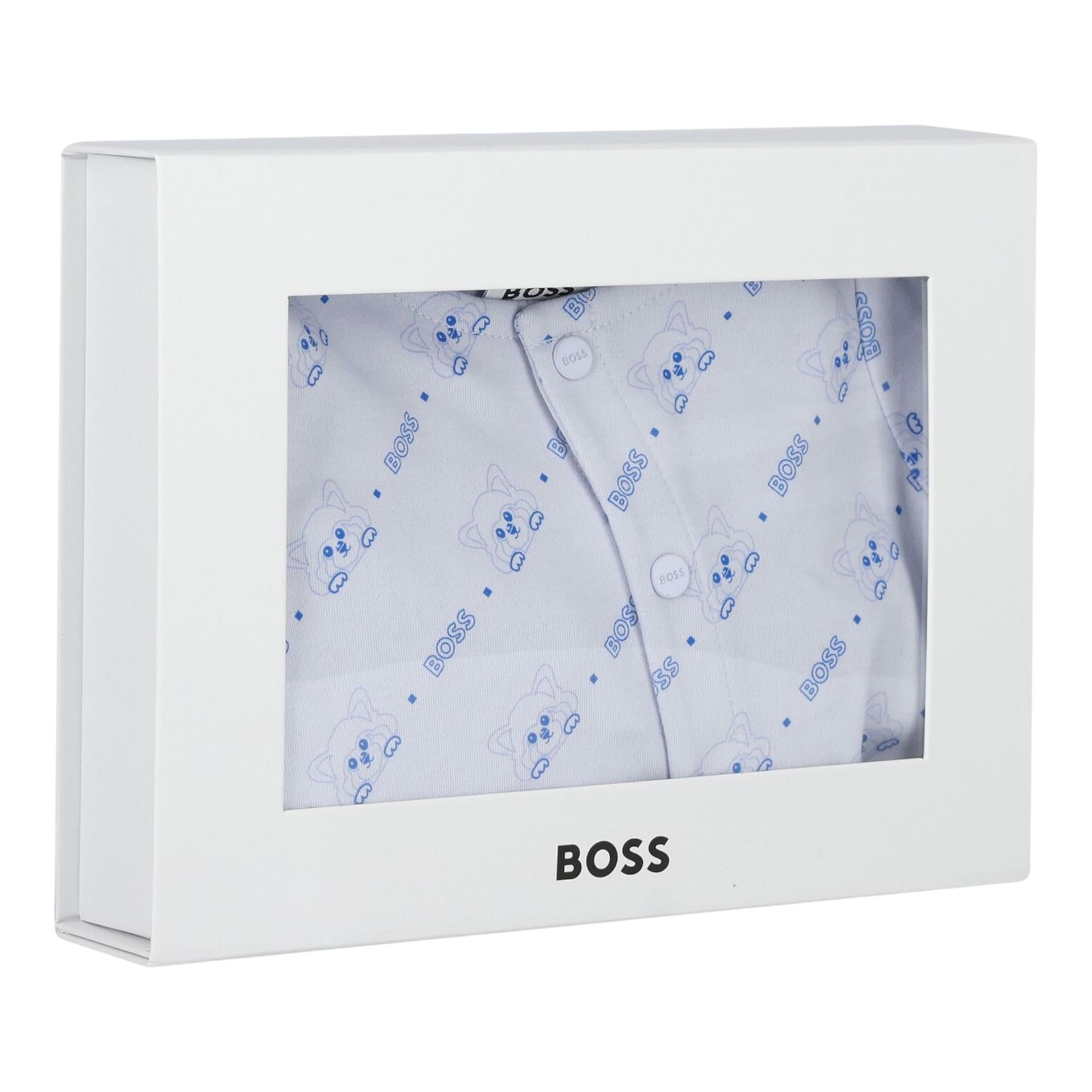 Boss Completo 3 Pezzi Tutina-Bavetta-Cappelli per Neonato J52219 AZZURRO BOSS 