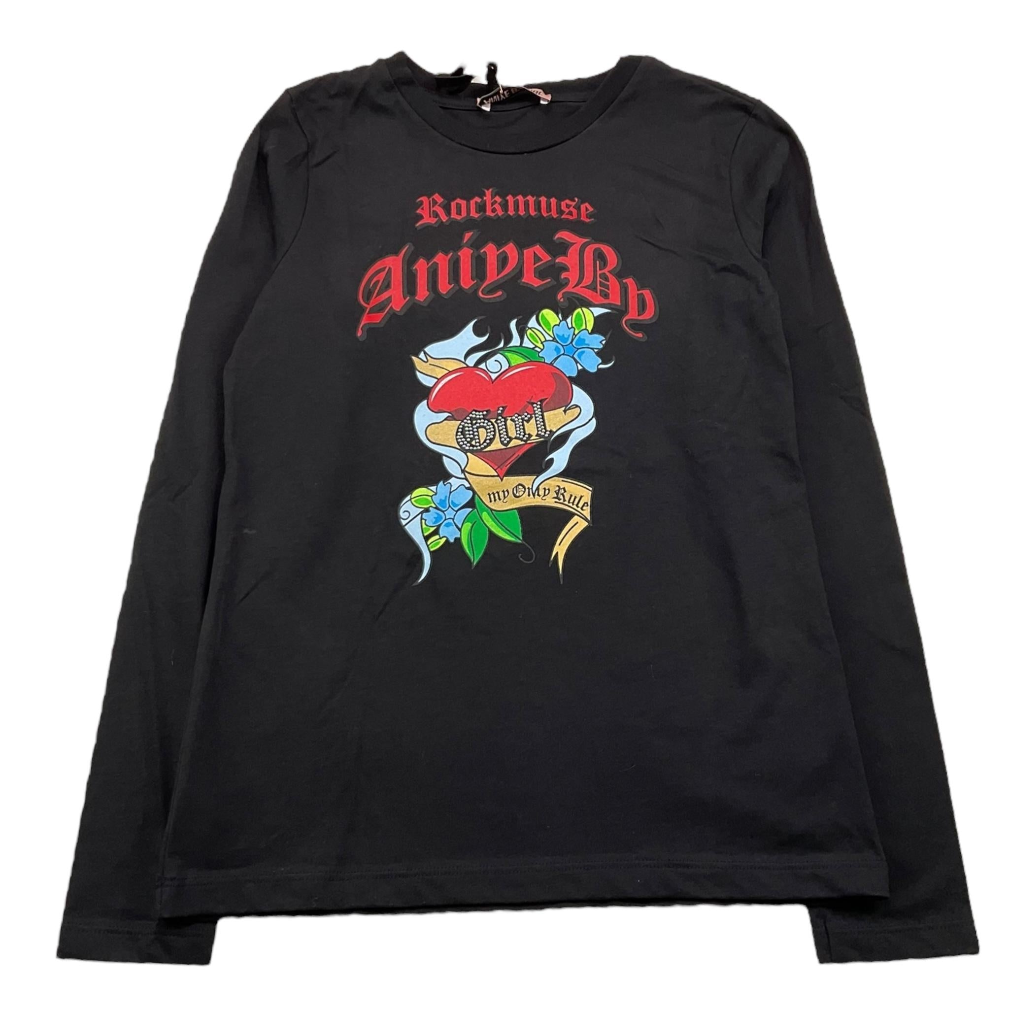 ANIYE BY GIRL shirt girocollo tinta unita con stampa Nero per Bambina 032329 NERO ANIYE BY GIRL 