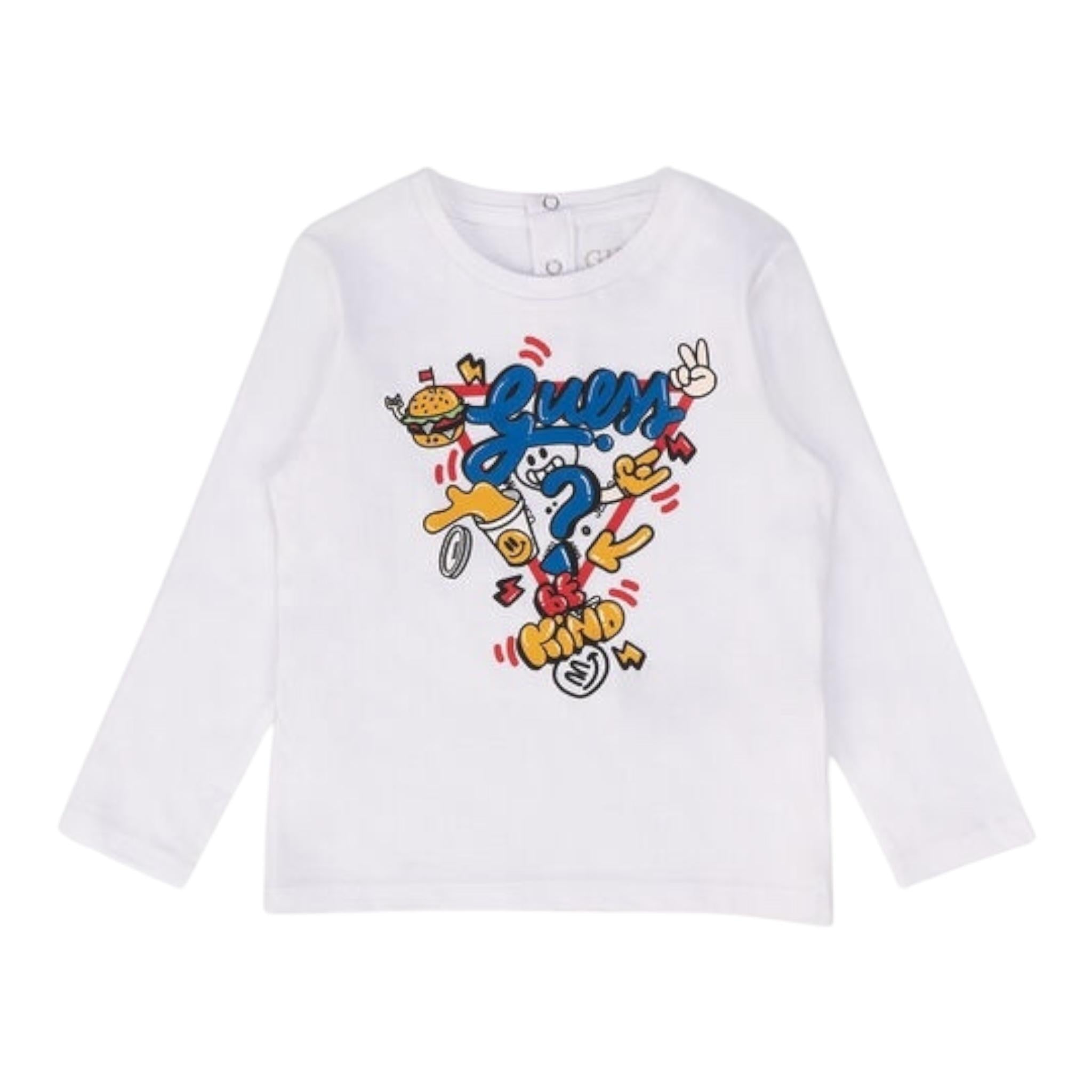 GUESS shirt girocollo tinta unita con stampa Bianco per Neonato I4YI02K8HM4 BIANCO GUESS 