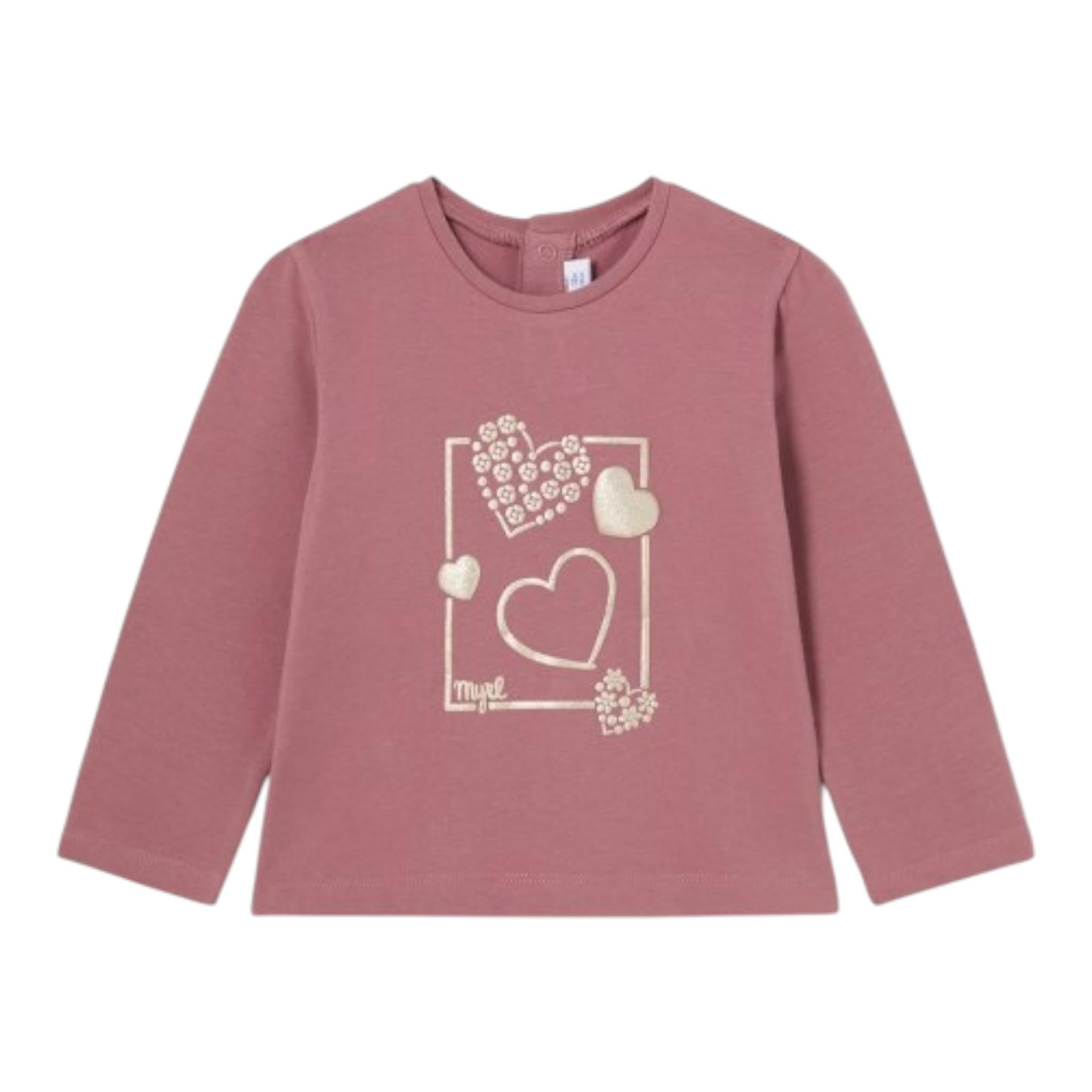 MAYORAL shirt girocollo tinta unita con stampa Rosa antico per Neonata 116 ROSA ANTICO MAYORAL 