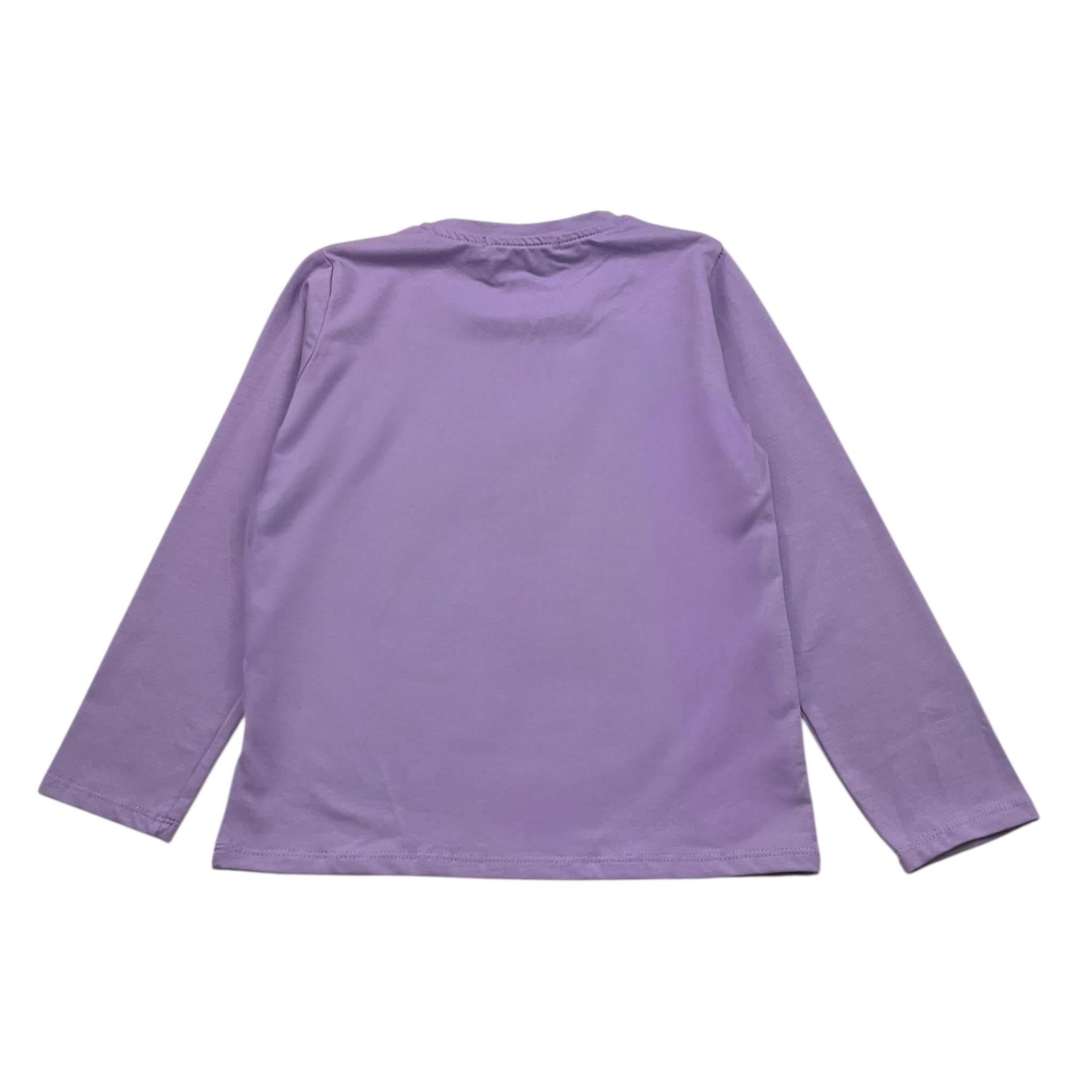 MOUSSE shirt girocollo tinta unita con stampa Viola per Bambina HKTL362L1 VIOLA MOUSSE 