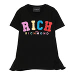 John Richmond T-Shirt Girocollo Tinta Unita con Stampa per Bambina RGP25139TS NERO JOHN RICHMOND 