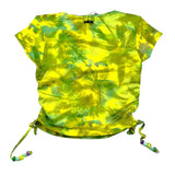 F**K T-Shirt Modello Crop Tinta Unita Con Fantasia Verde Per Bambina