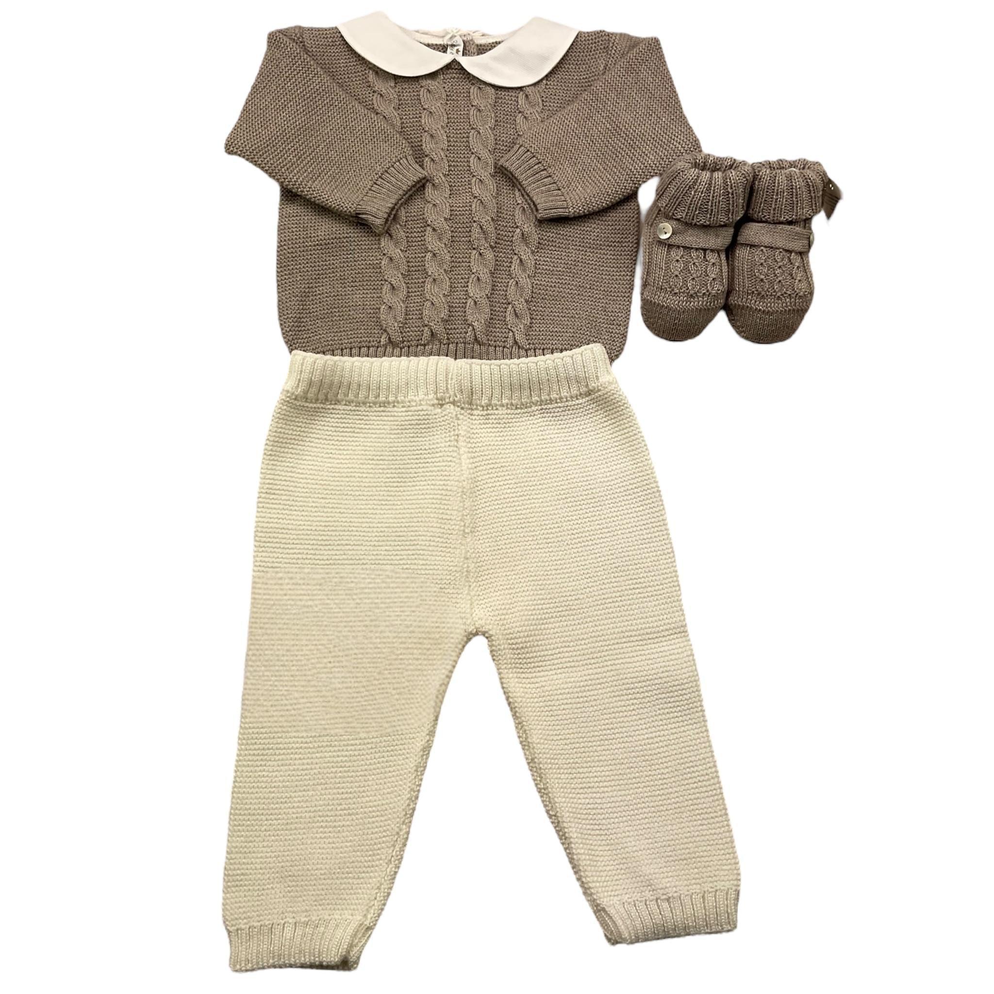 BABY LORD completo3 pezzi maglia-pantalone-babbucce Fango per Neonato 5166 FANGO BABY LORD 