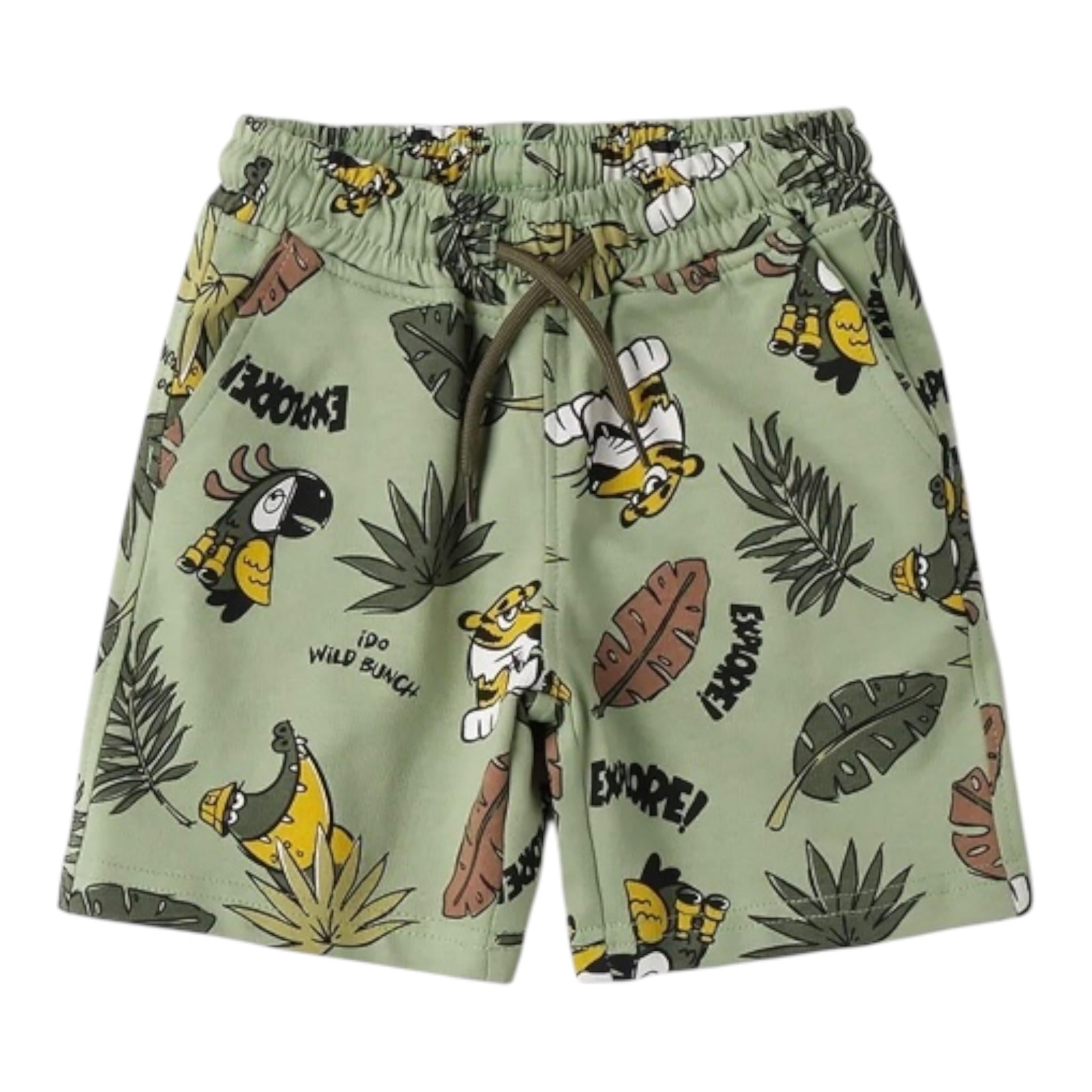 I Do Bermuda Tinta Unita con Stampa per Bambino 4B438 VERDE I DO 