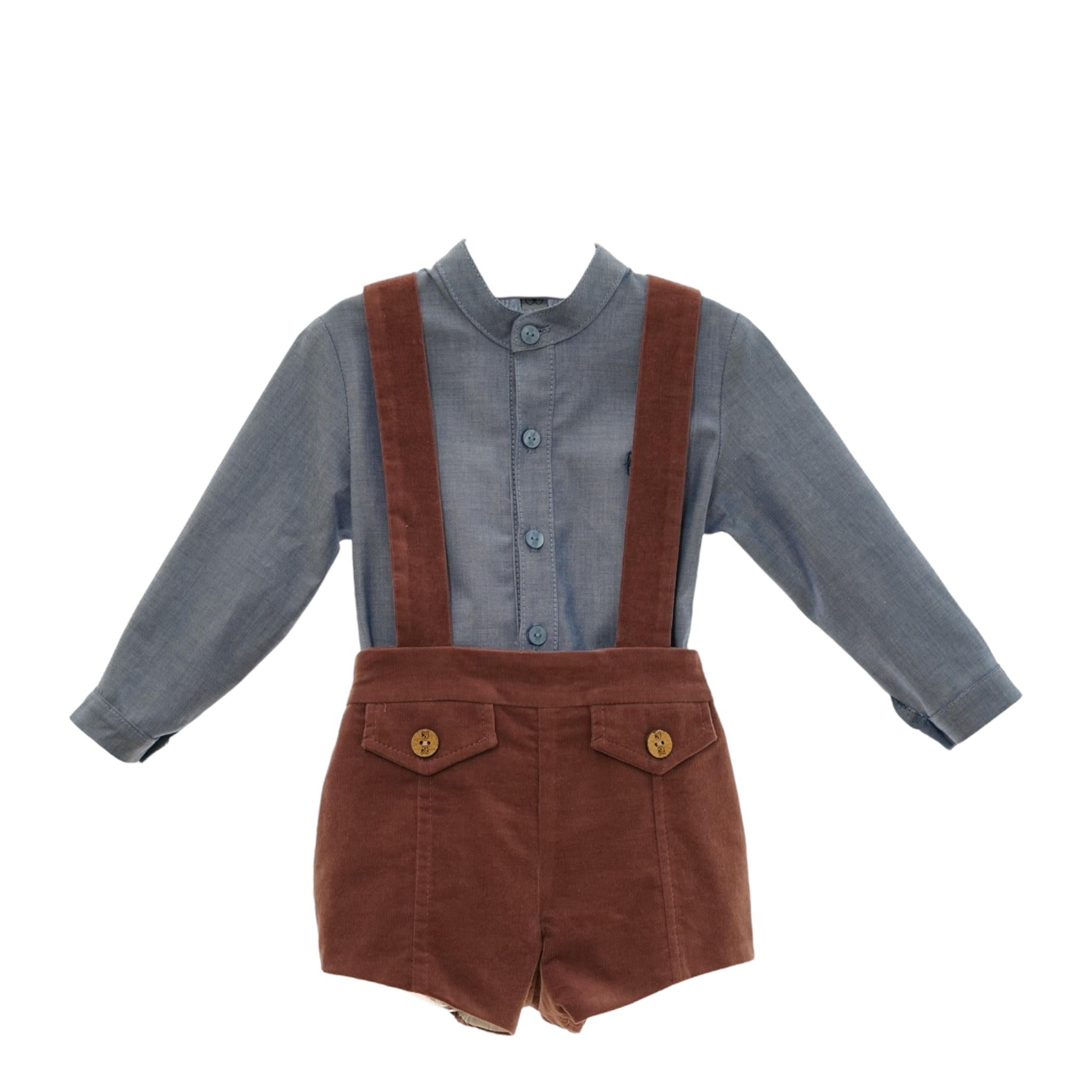 MARTA Y PAULA completo bicolore 2pz camicia-salopettes Azzurro per Bambino 1850 AZZURRO MARTA Y PAULA 