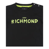 John Richmond T-Shirt Girocollo Tinta Unita con Stampa Nero per Neonato
