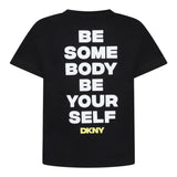 Dkny T-Shirt Girocollo Tinta Unita con Stampa per Bambino D62300 NERO DKNY 