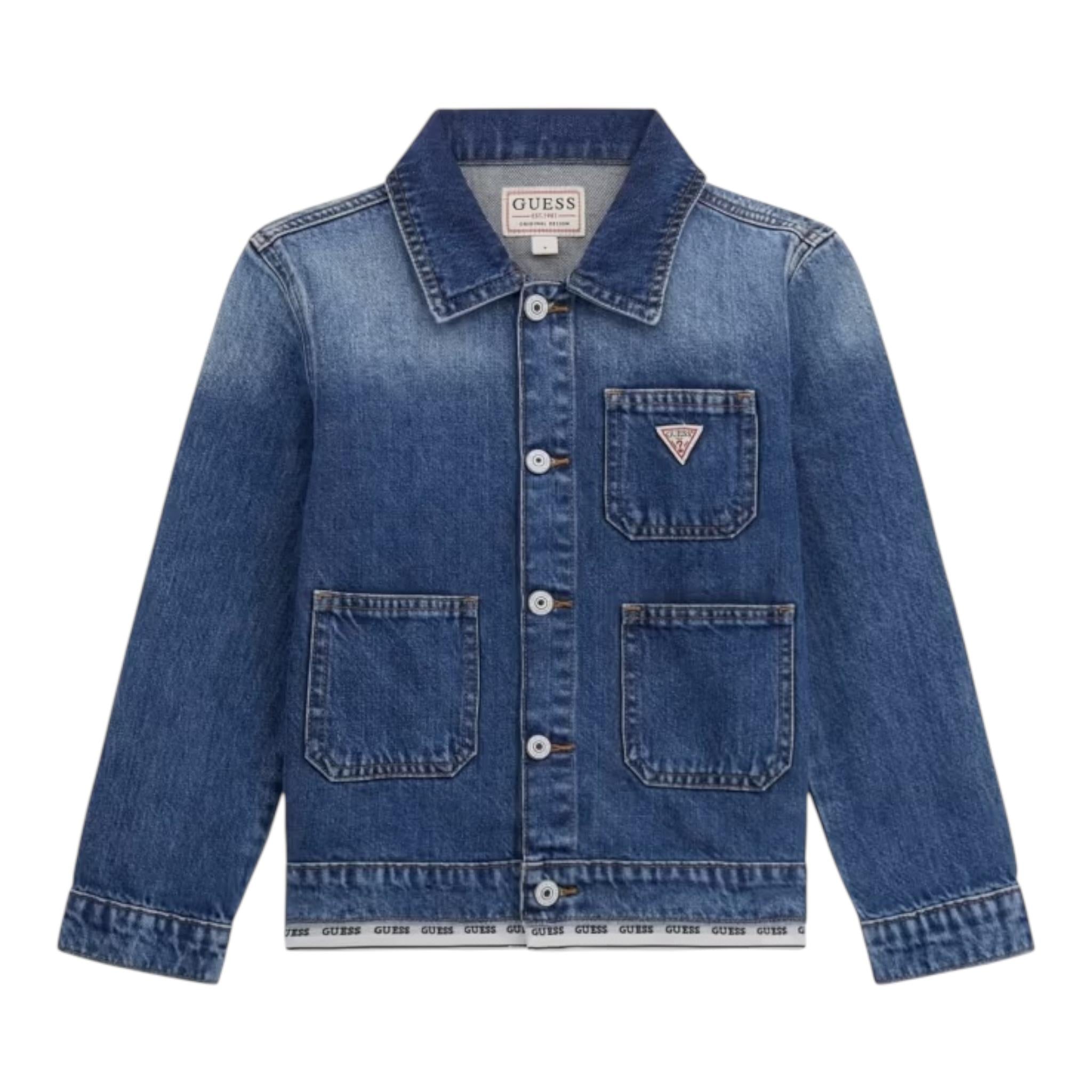 Guess Camicia In Denim Tinta Unita con Bottoni per Bambino J5RL04D45E0 BLU GUESS 