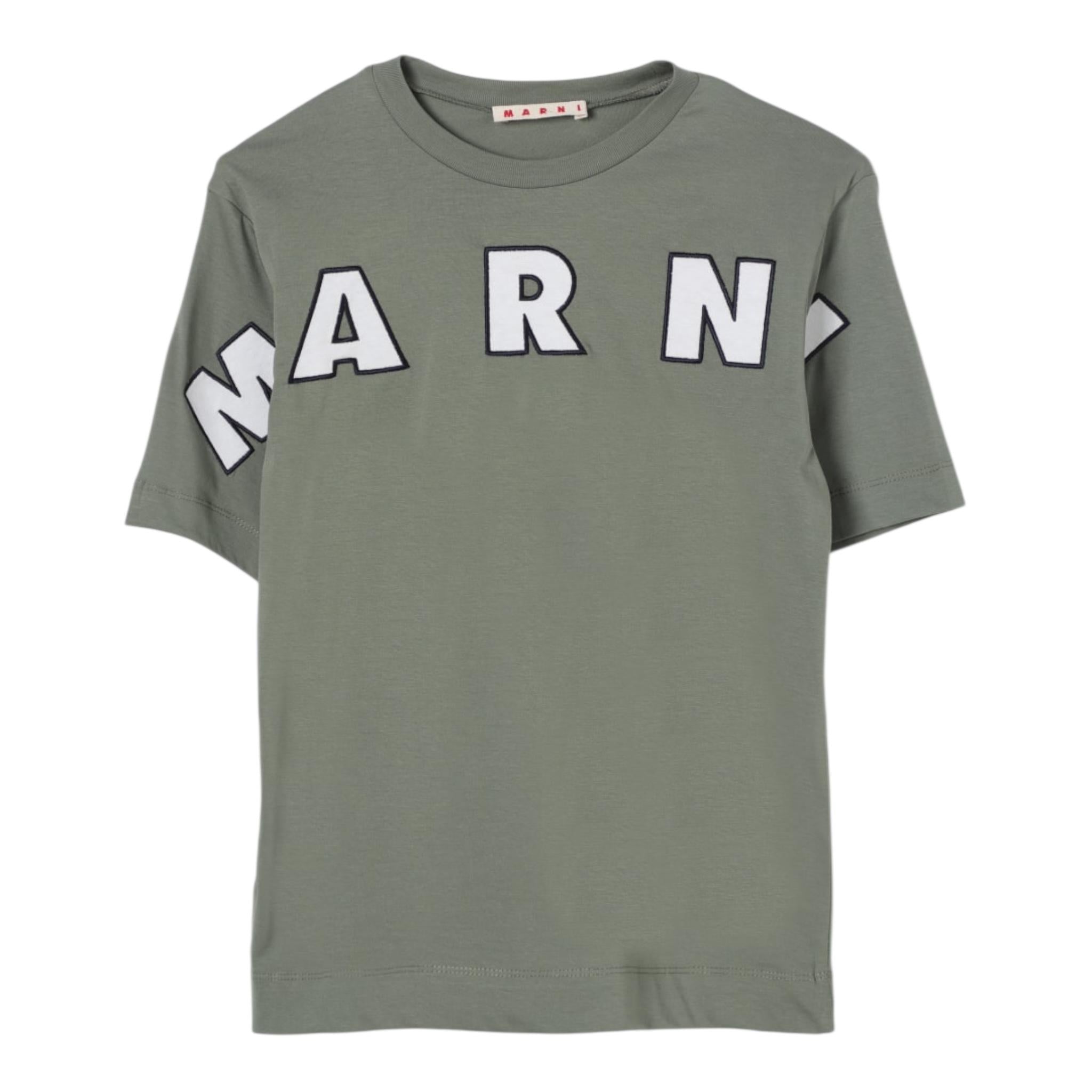 MARNI t-shirt girocollo tinta unita con stampa Verde per Bambino M01265 VERDE MARNI 