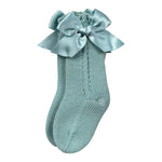 Juliana Calzini tinta unita con Fiocco Verde Acqua per Neonata J649 VERDE ACQUA JULIANA 