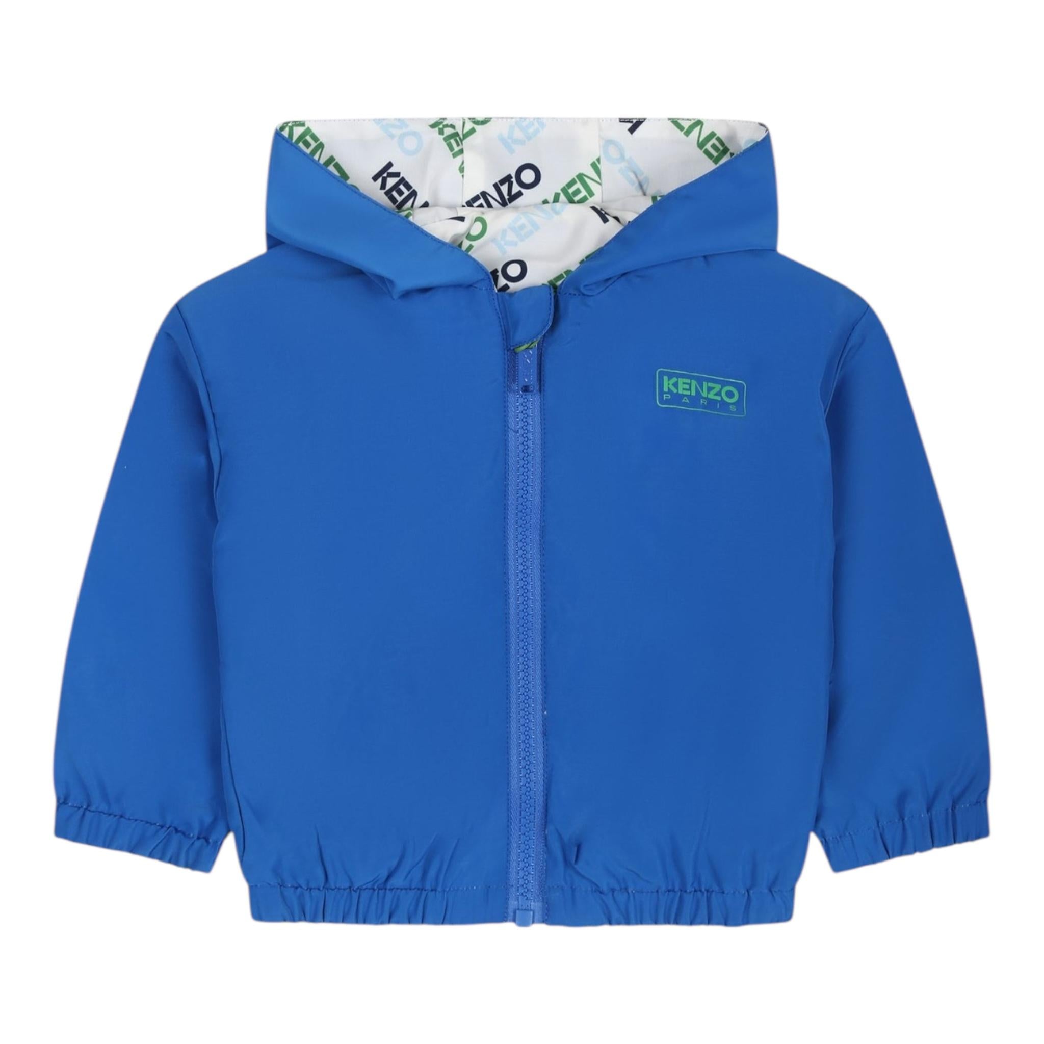 KENZO giubbino reversibile con zip e cappuccio Bianco/blu per Neonato K60171 BIANCO/BLU KENZO 