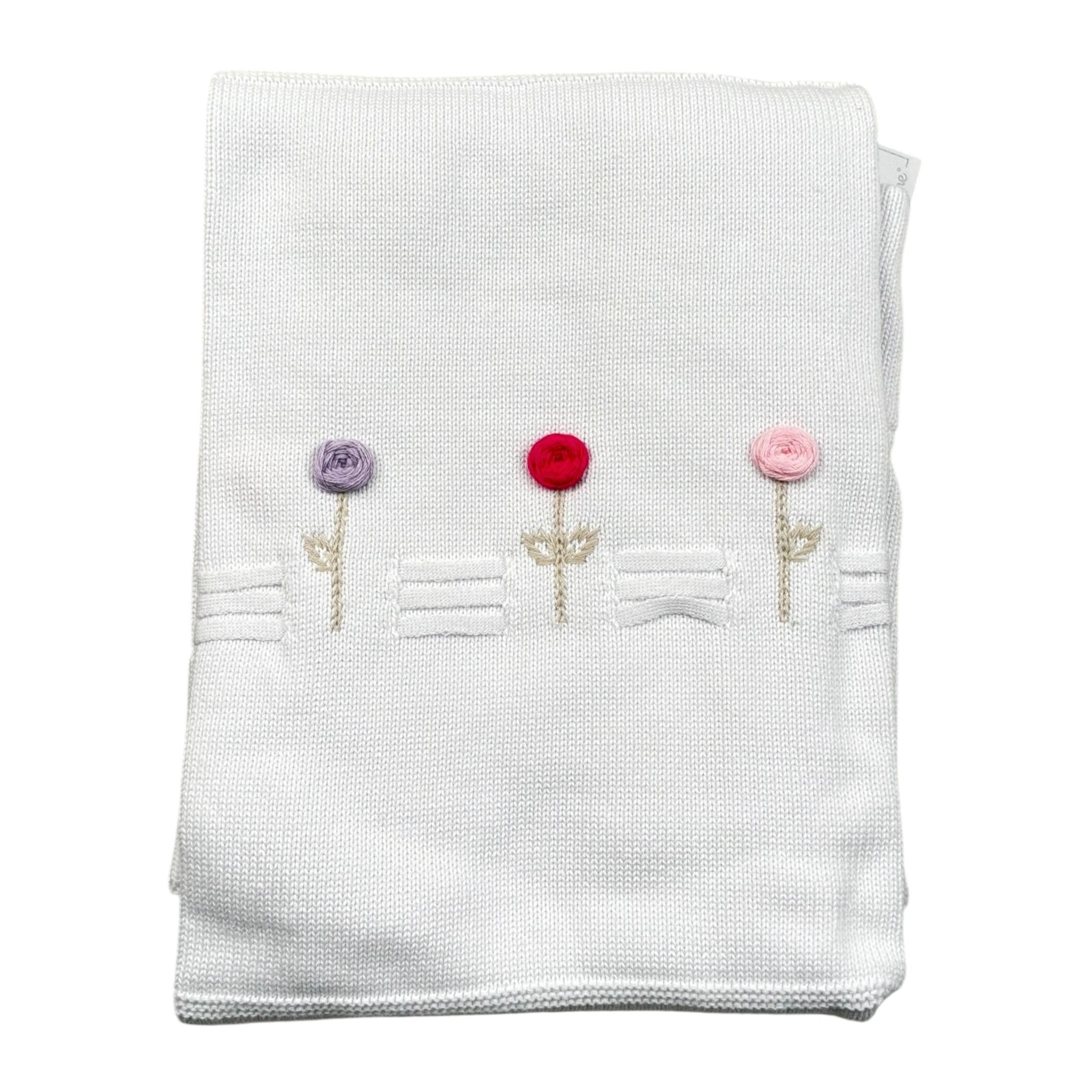 Le Coconne Coperta Tinta Unita con Applicazioni per Neonata LCN2469 BIANCO LE COCONNE 