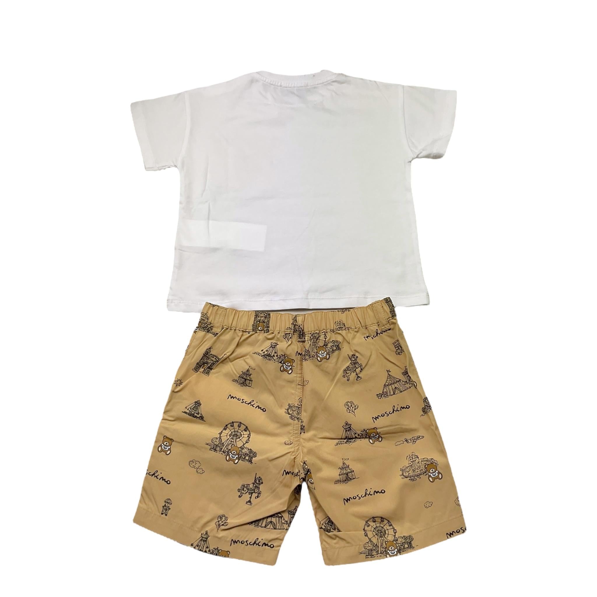 Moschino Completo 2 Pezzi T-Shirt-Bermuda Bicolore per Neonato MUG01C BIANCO/BEIGE MOSCHINO 