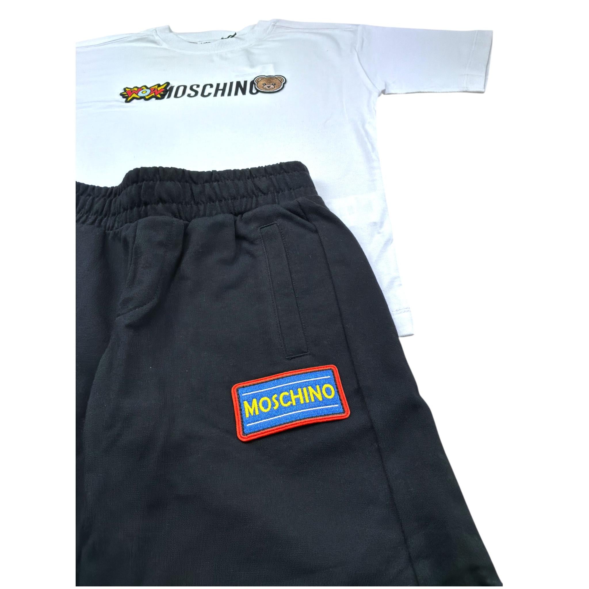 Moschino Completo 2 Pezzi T-Shirt-Bermuda Bicolore per Bambino HUG00U BIANCO/NERO MOSCHINO 