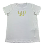 Liu Jo T-Shirt Girocollo Tinta Unita con Logo per Bambina GA5116X BIANCO LIU JO 