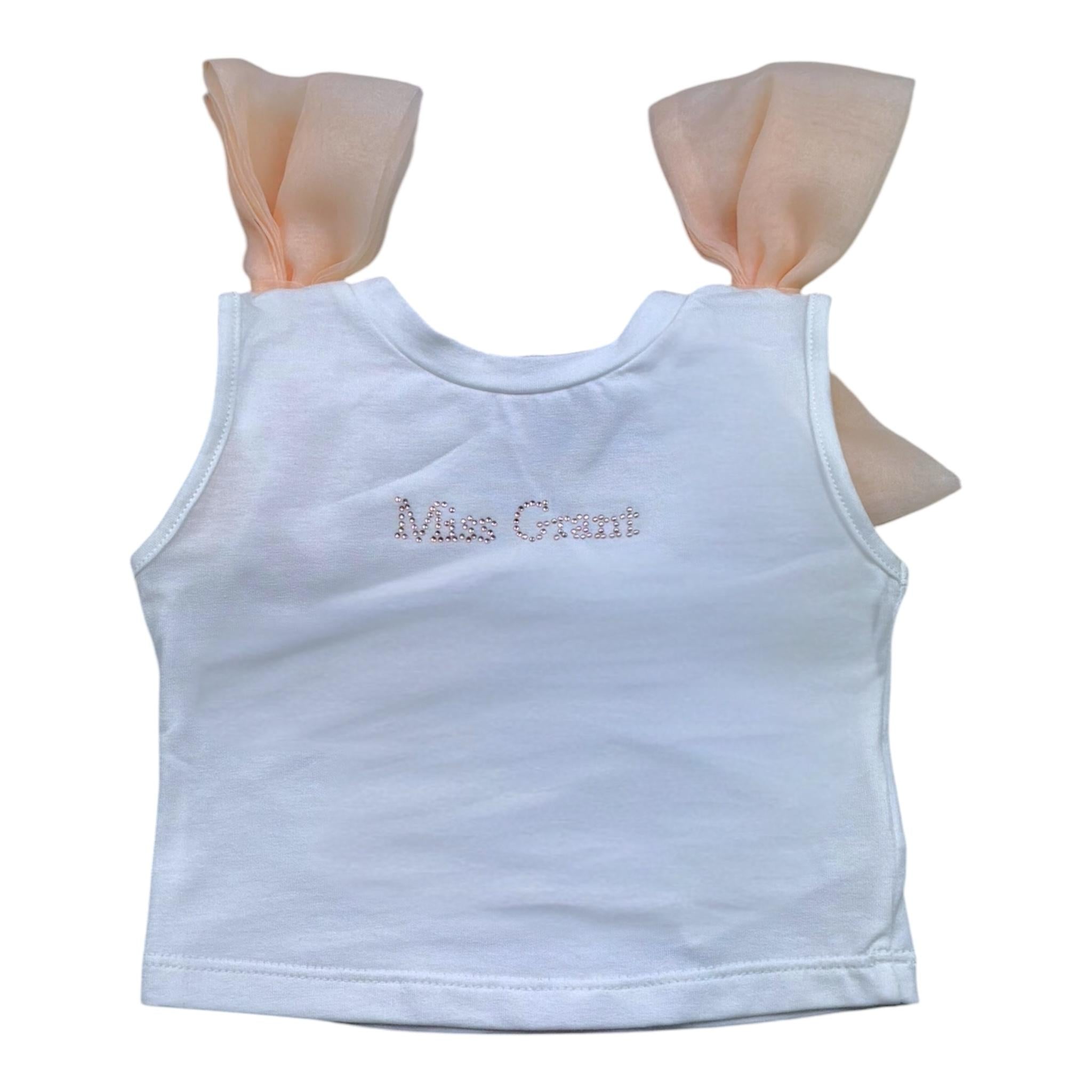 Miss Grant Completo 2 Pezzi Top-Gonna con Tulle per Bambina MG12322 BIANCO MISS GRANT 