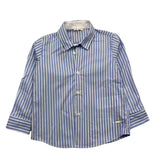 Le Bebe' Camicia Manica Lunga Fantasia A Righe Azzurro Per Neonato