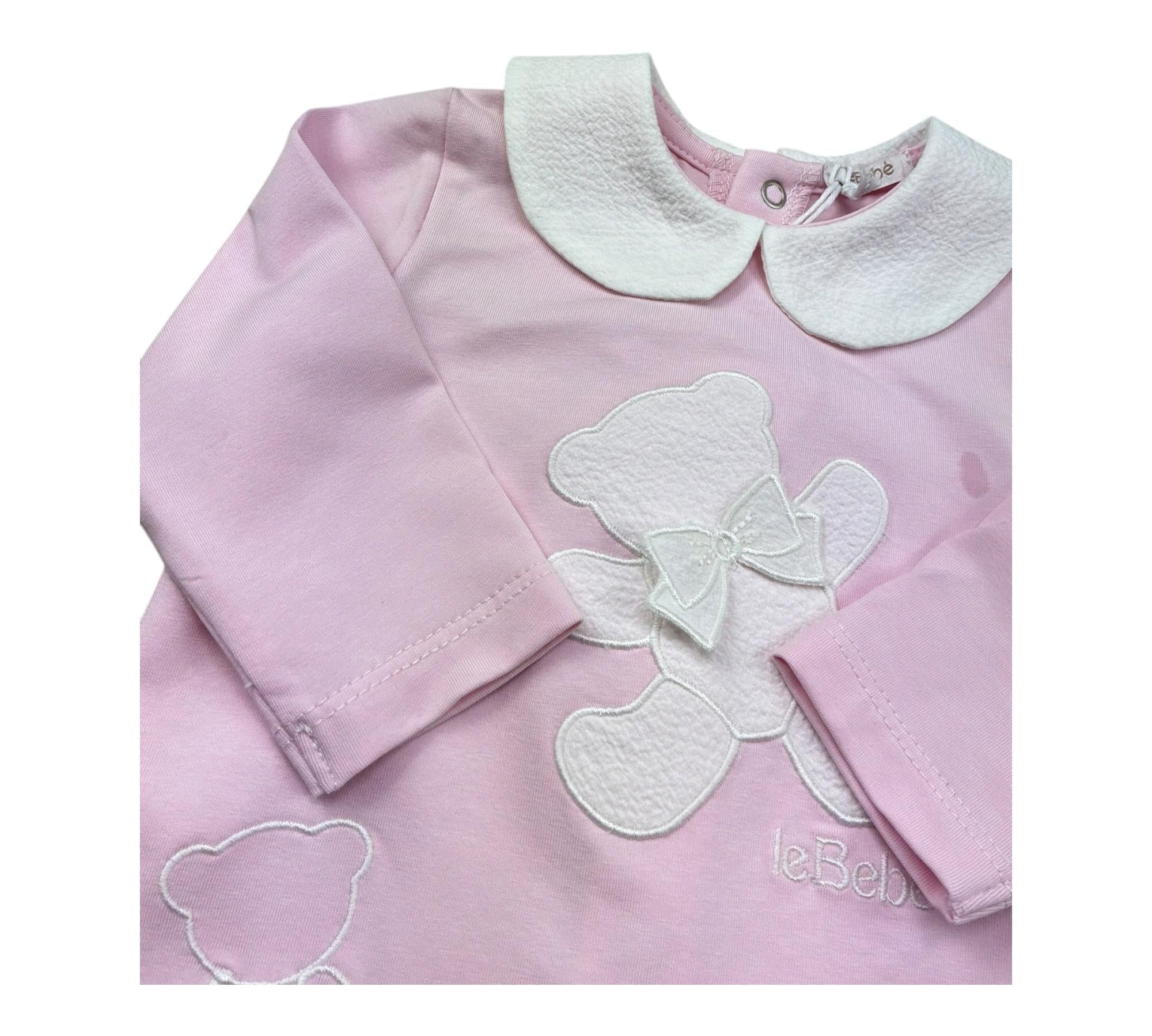 Le Bebe Tutina Manica Lunga Tinta Unita con Colletto per Neonata LBG6297 ROSA LE BEBE 