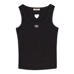 Liu Jo Canotta Tinta Unita con Traforo A Forma di Cuore per Bambina GA5199X NERO LIU JO 