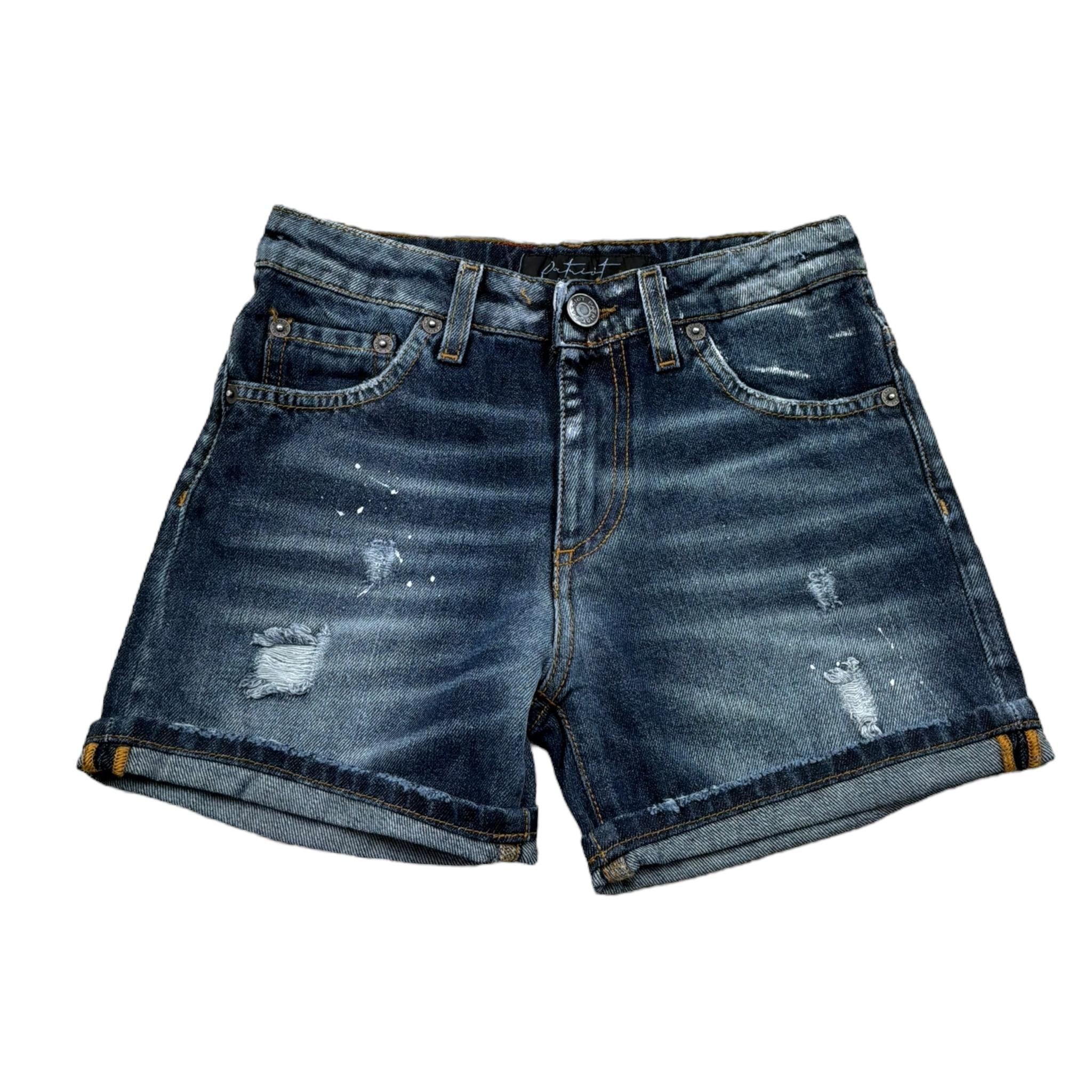 Patriot Bermuda In Denim Tinta Unita con Girovita Regolabile per Bambino PJS2SPCK42 BLU PATRIOT 