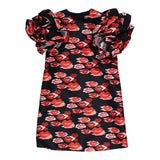 Elisabetta Franchi – Kleid mit halblangen Ärmeln, einfarbig mit schwarzen Kisses-Prints für Mädchen