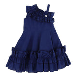 Monnalisa Abito Monospalla Tinta Unita per Bambina 117929A1 BLU MONNALISA 