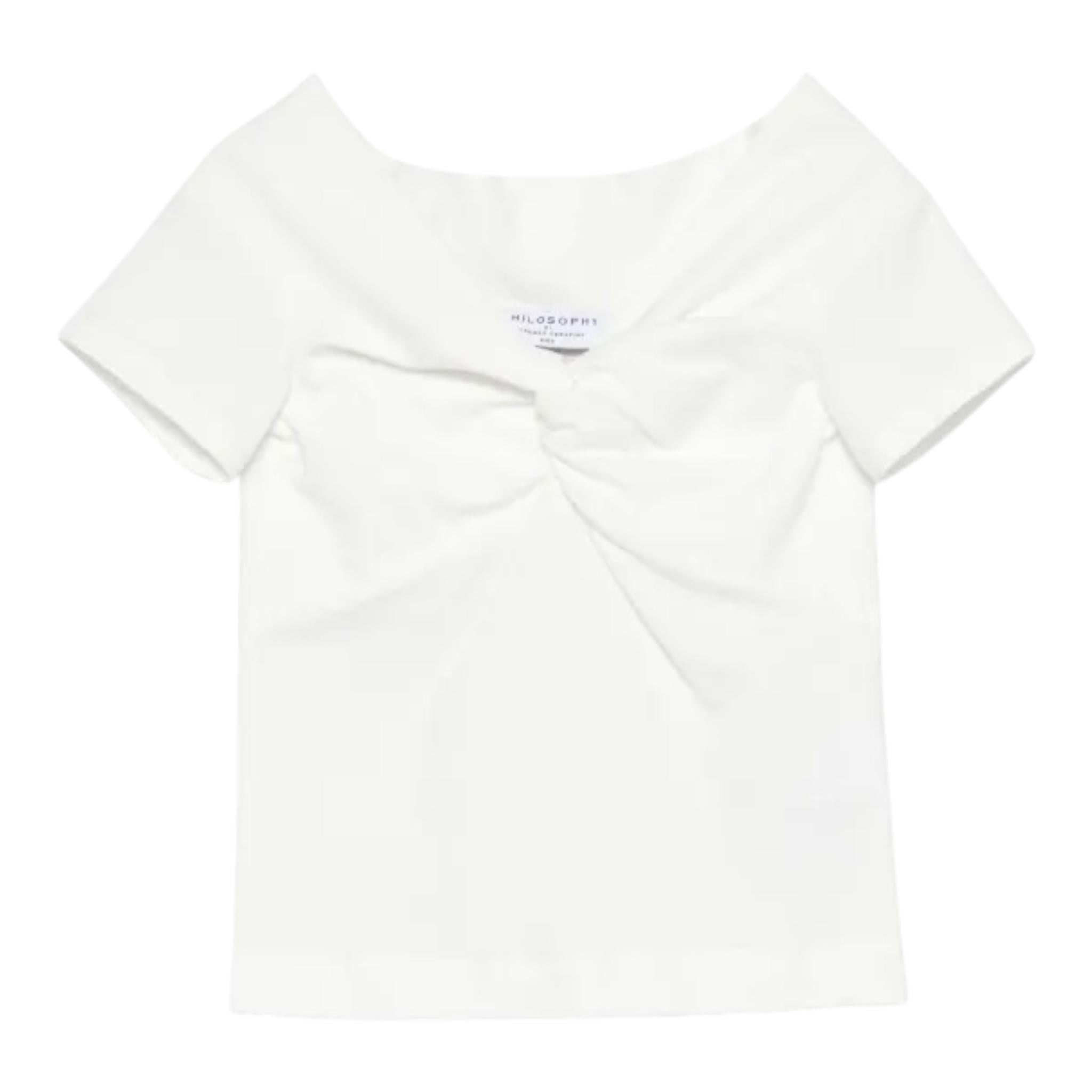 Philosophy T-Shirt Tinta Unita con Scollo A Barca per Bambina I1E618 BIANCO PHILOSOPHY 