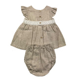 Babidu Completo 2 Pezzi Camicia-Culotte Beige Per Neonata