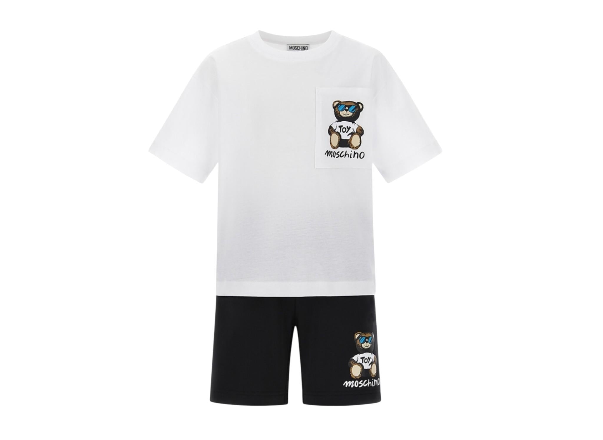Moschino Completo 2 Pezzi T-Shirt-Bermuda  per Bambino HUG00RX BIANCO/NERO MOSCHINO 