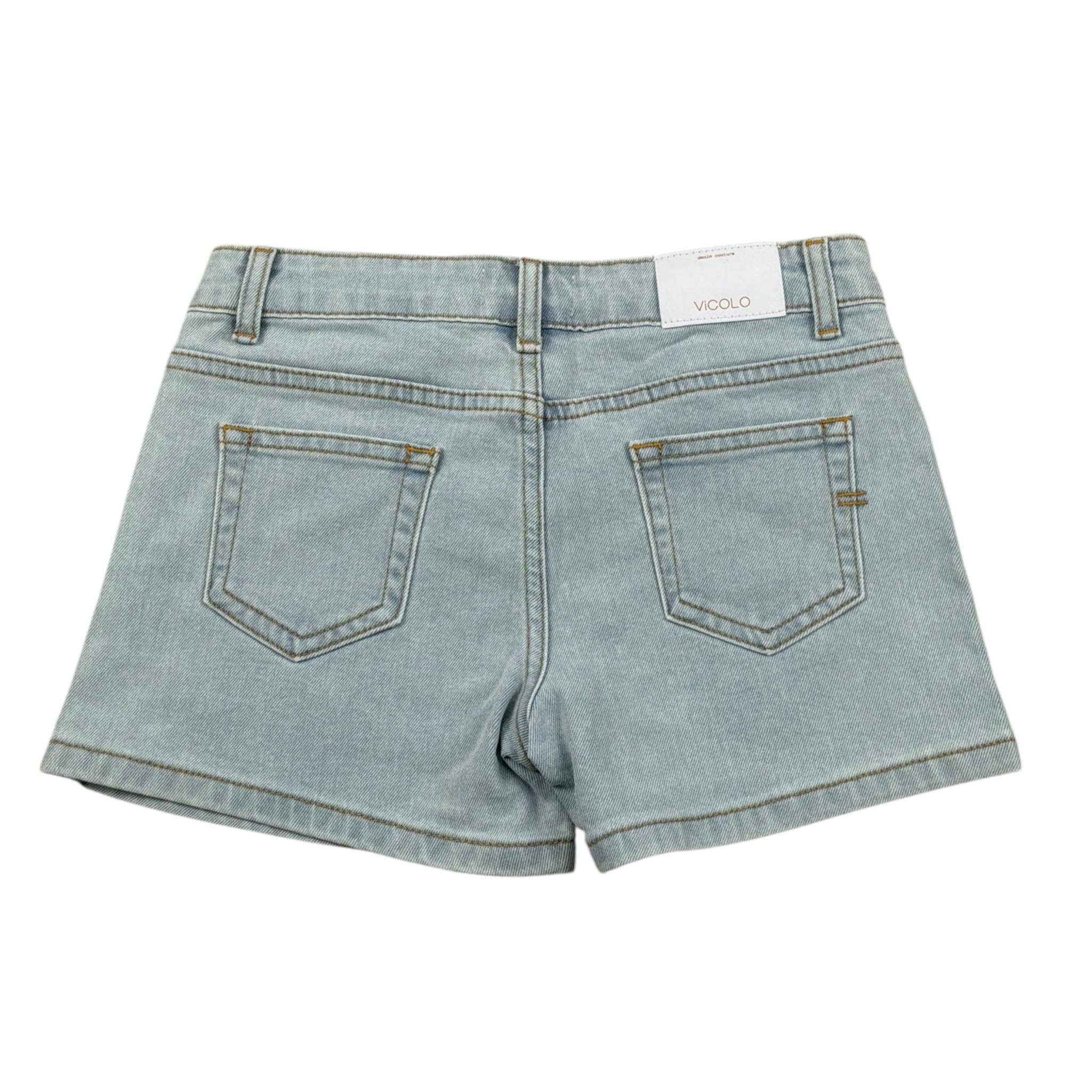 Vicolo Short In Denim Tinta Unita con Girovita Regolabile per Bambina 3146SD00241X AZZURRO VICOLO 