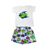 Sardon Completo T-Shirt-Costume Pesciolini Bianco per Neonato
