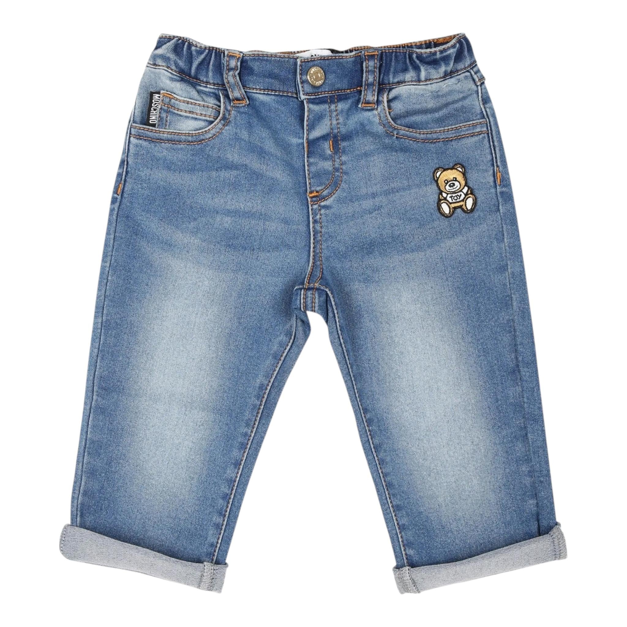 MOSCHINO jeans tinta unita con elastico in vita Blu per Neonato MUP059NX BLU MOSCHINO 